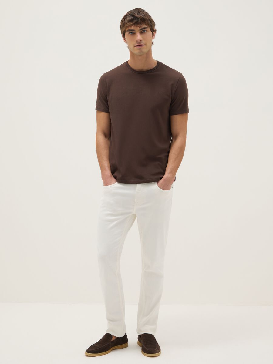 Slim fit brown stretch cotton T-shirt_3