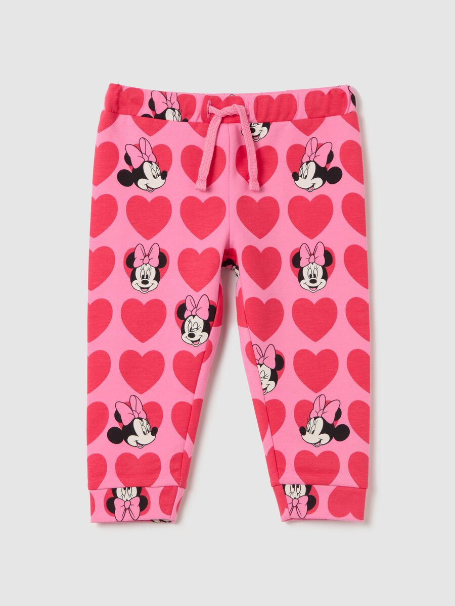 Joggers with drawstring and Minnie Mouse and hearts print_0