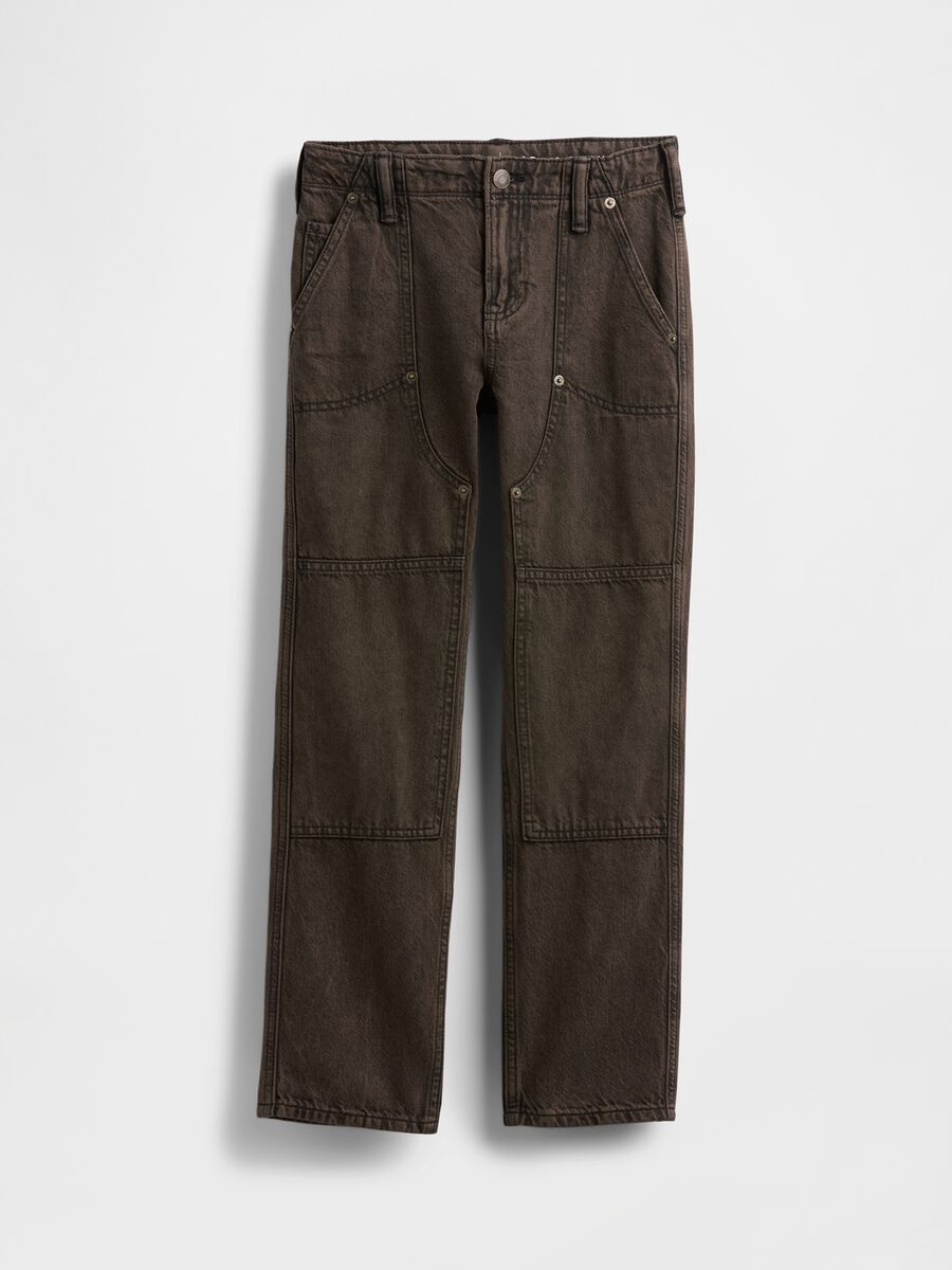 Pantaloni cargo marroni in cotone_3
