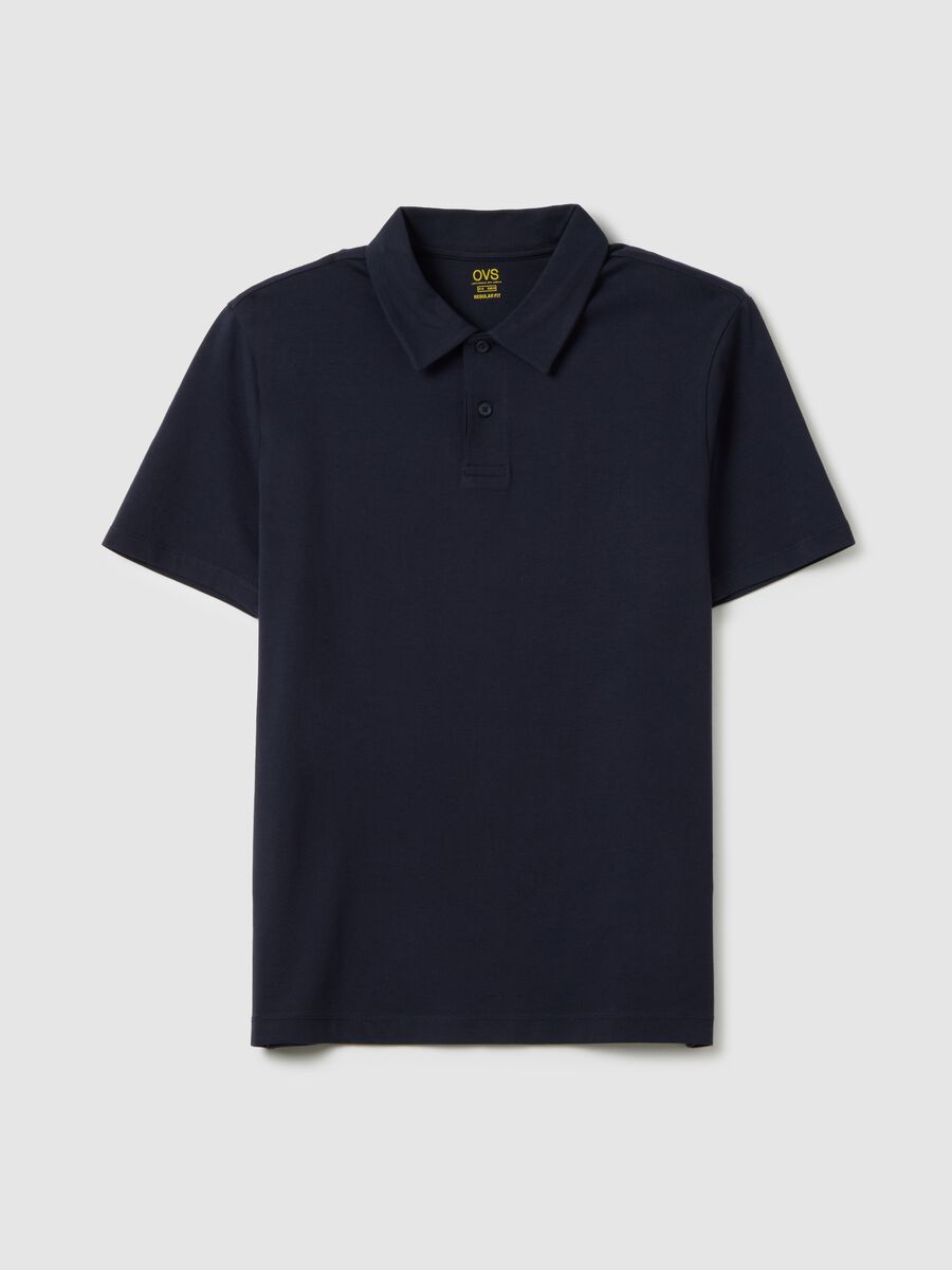 Men's blue regular fit pure cotton polo shirt_0