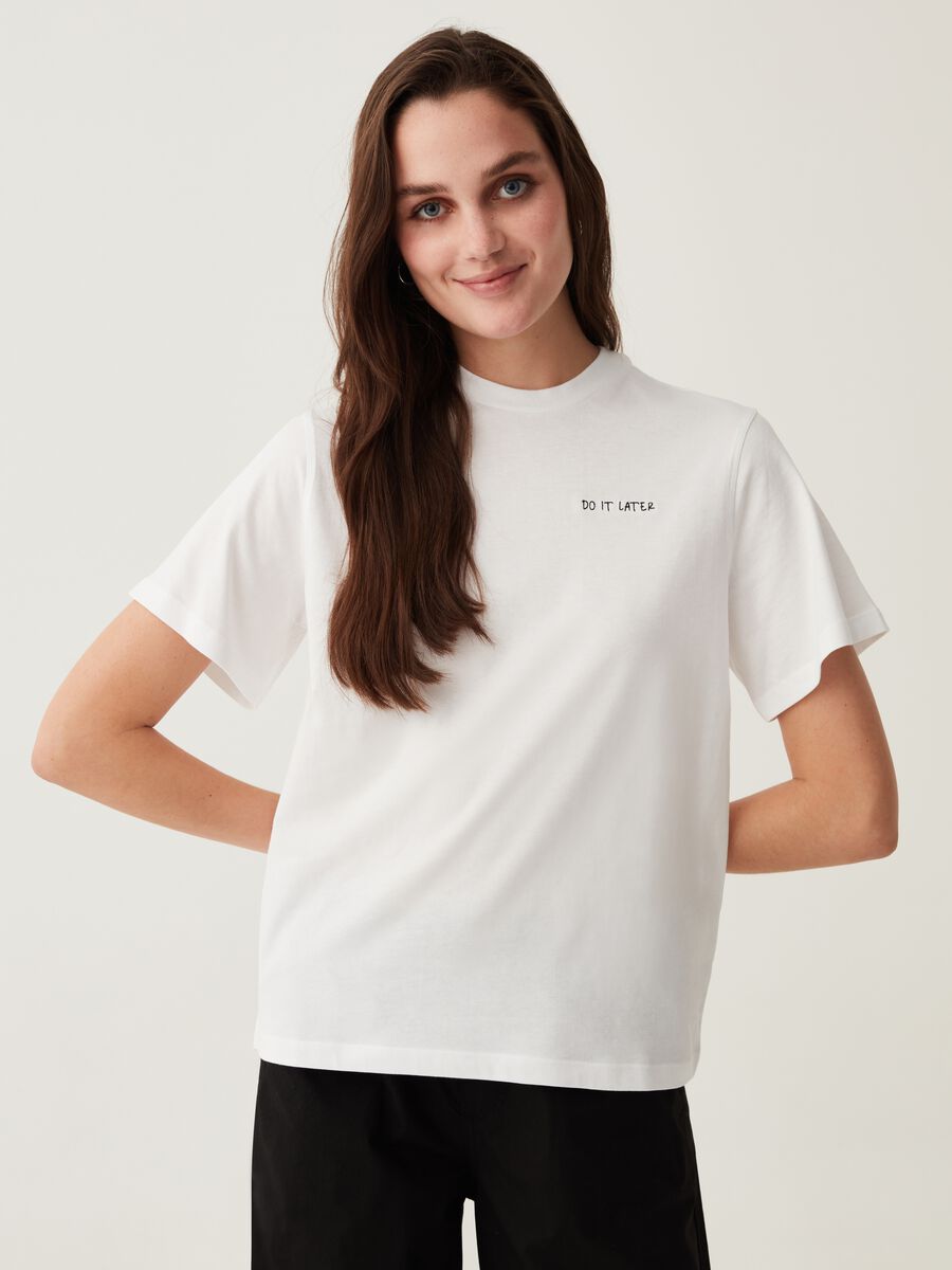 T-shirt in cotone con scollo rotondo_0