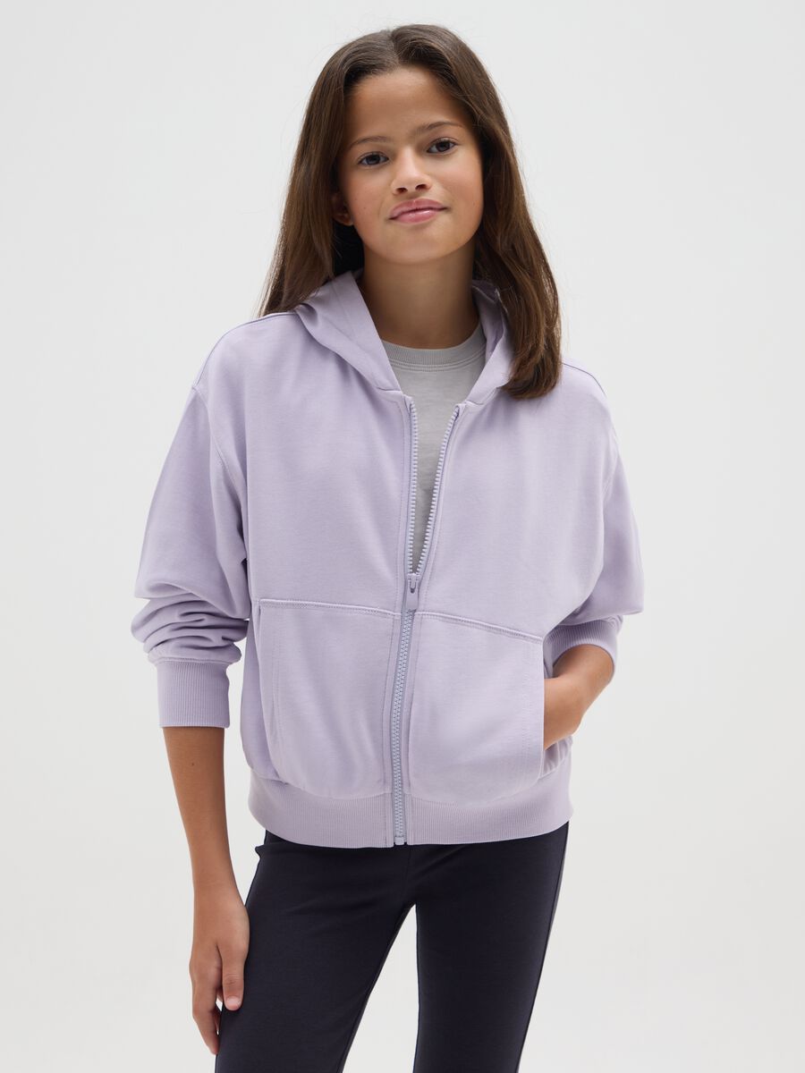 Felpa da ragazza in puro cotone viola regular fit_0