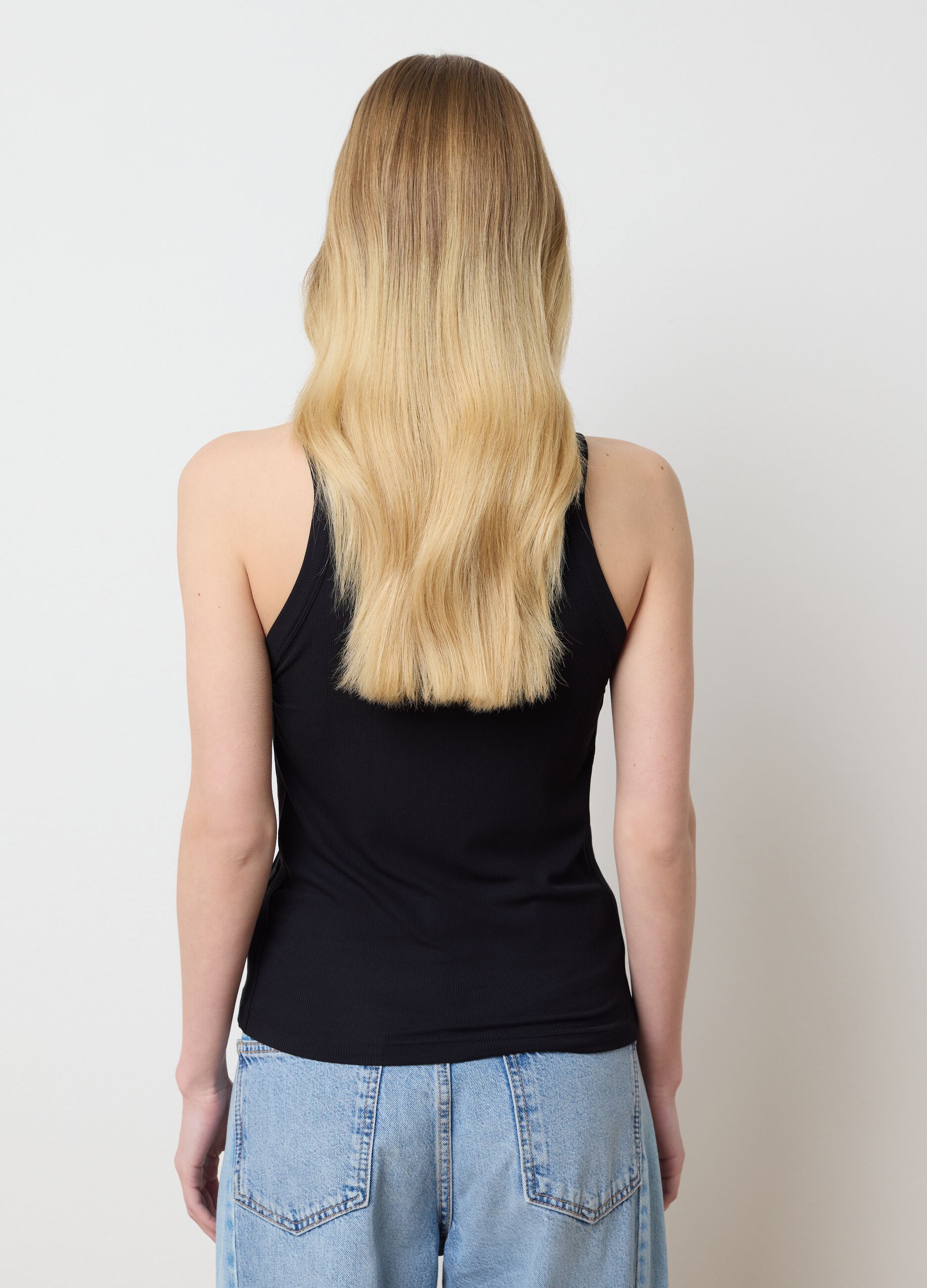 Black tank top in stretch modal
