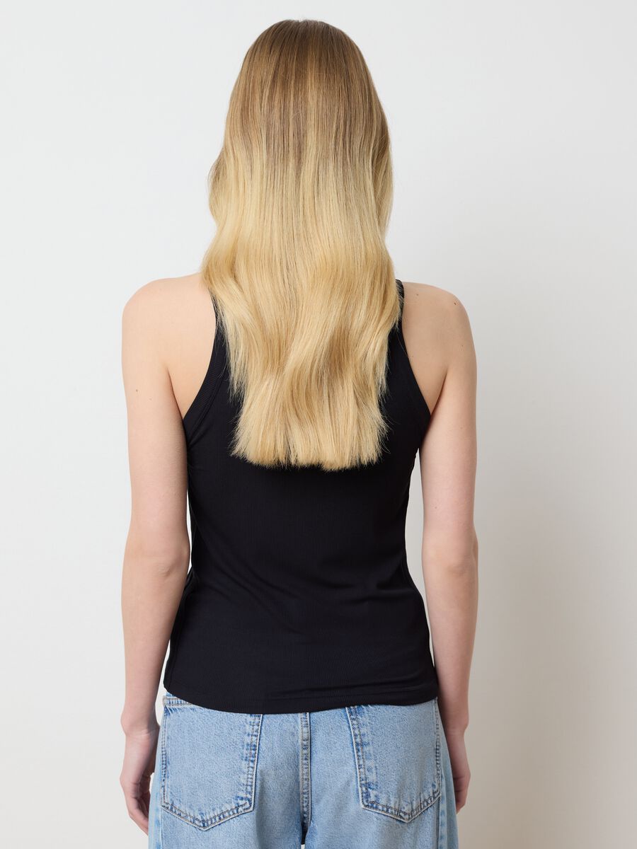Black tank top in stretch modal_3