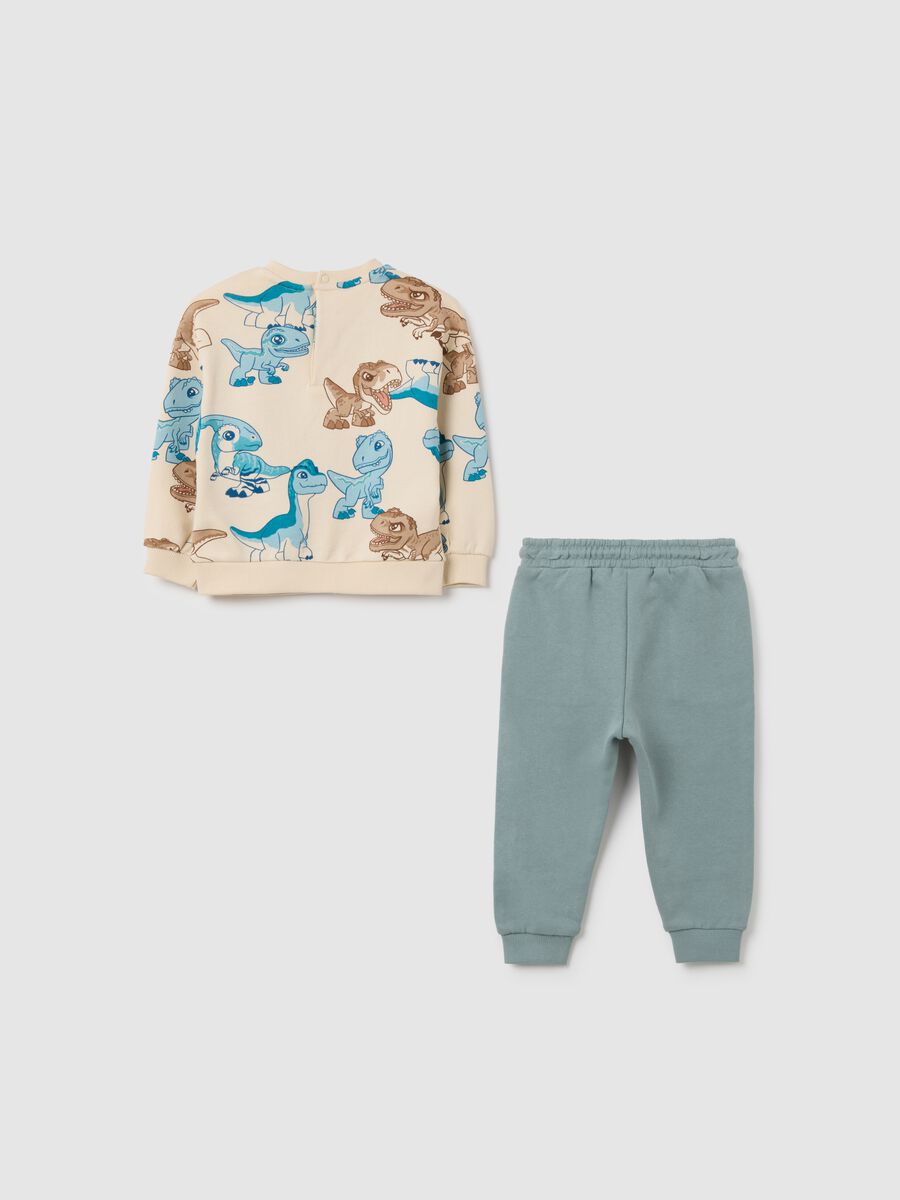 Jogging set in puro cotone con stampa dinosauri_1