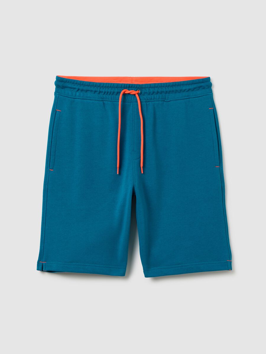 Men's blue cotton blend shorts regular fit_4