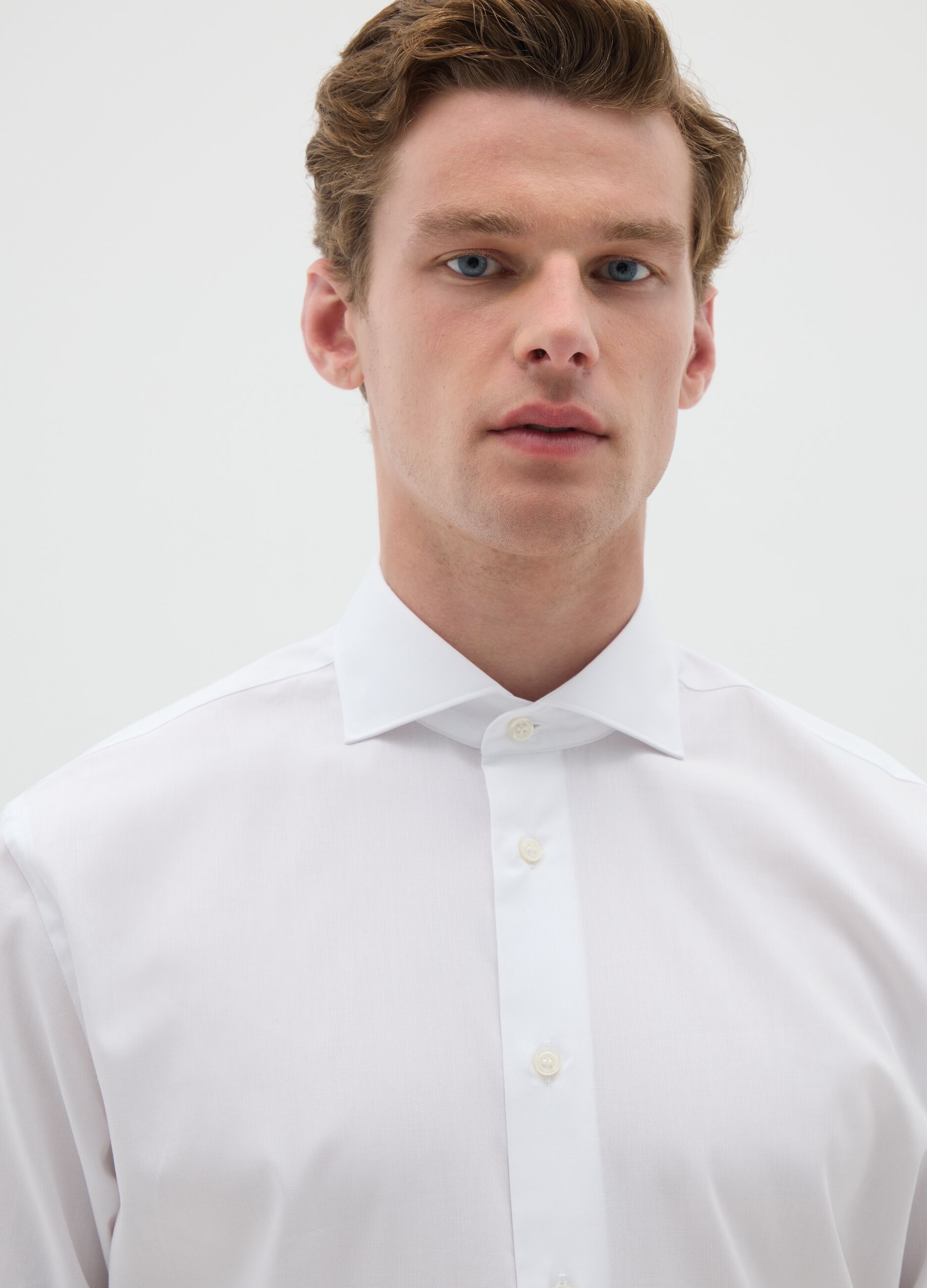 Men's pure cotton white regular fit shirt