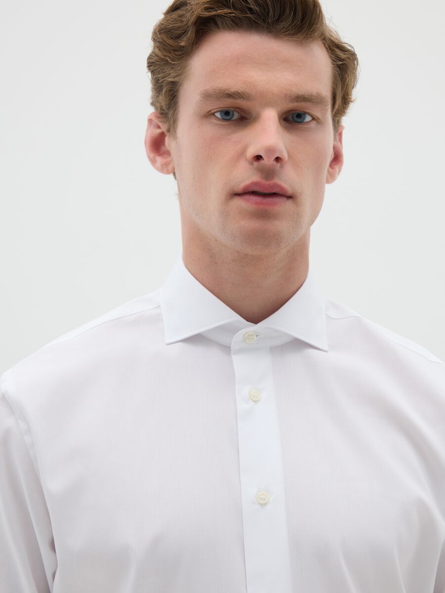 Men's pure cotton white regular fit shirt_1