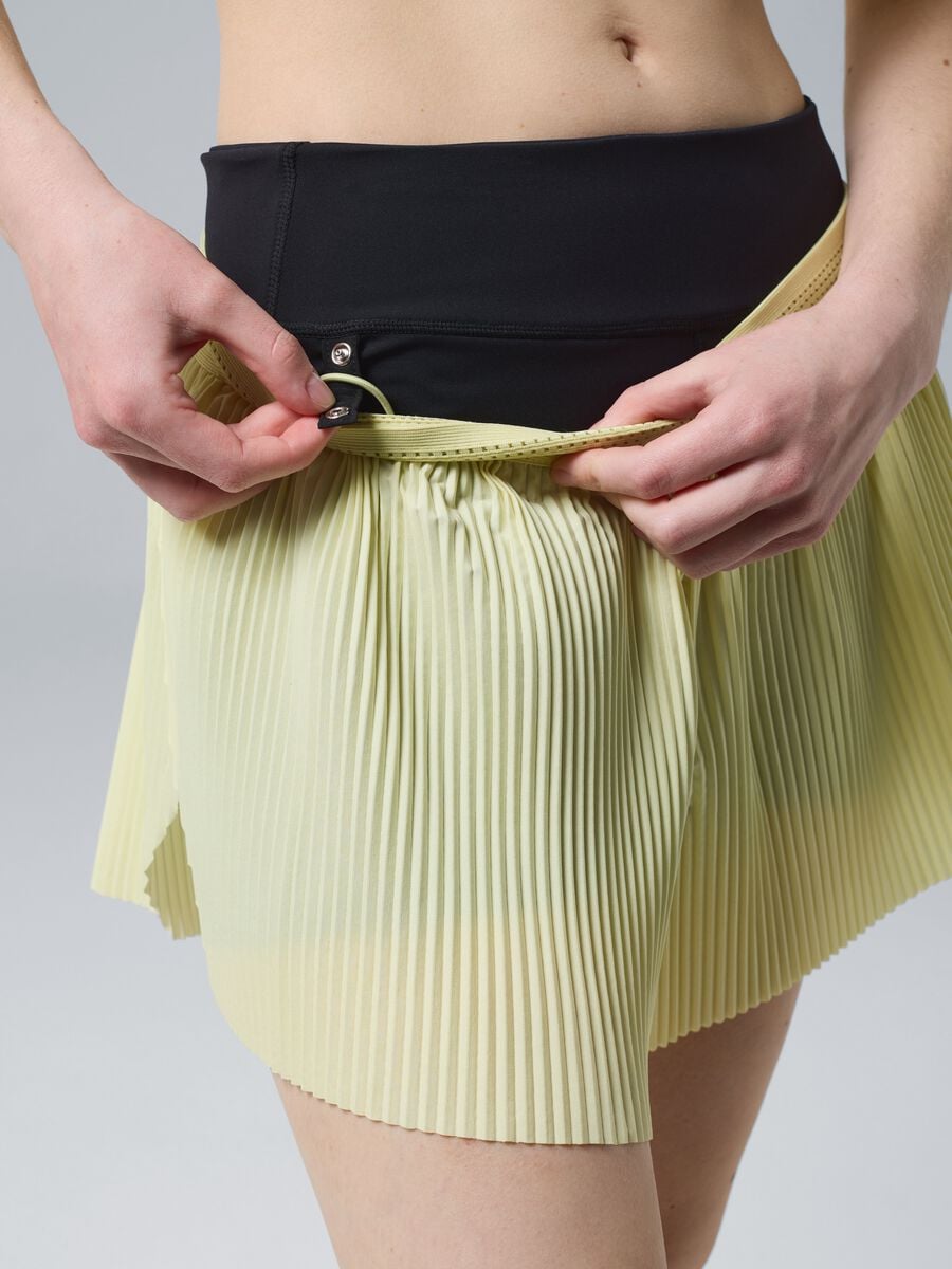 Shorts plissettati sportivi gialli in tessuto elasticizzato rimovibili ALTAVIA COURT_0
