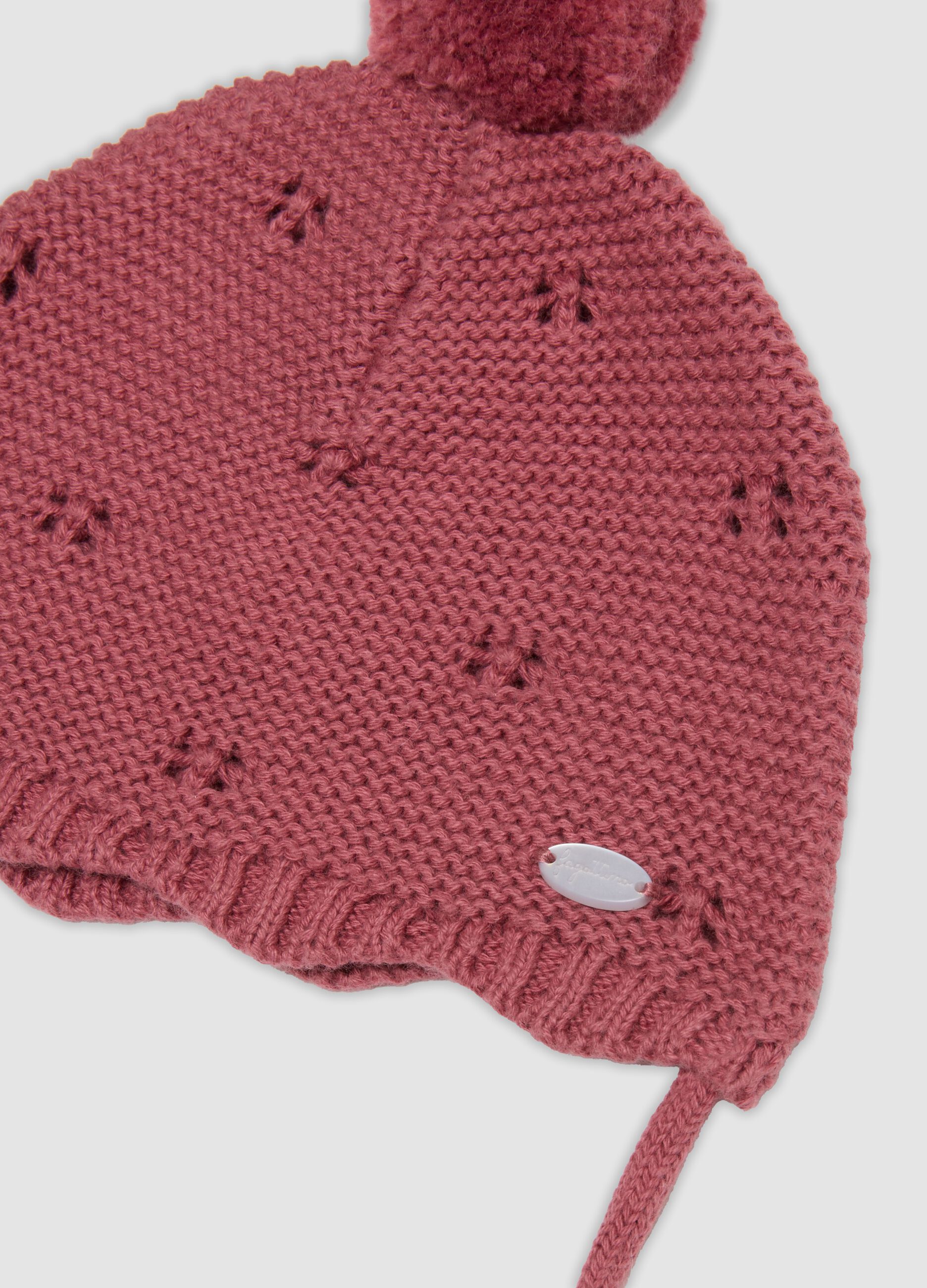 Cappello rosa in puro cotone organico jacquard traforato