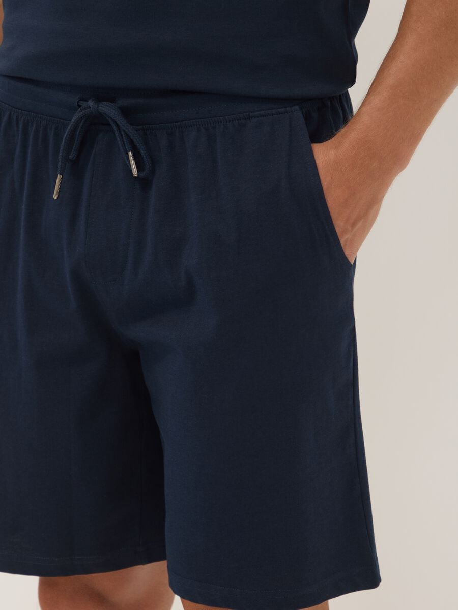 Pantaloncini pigiama blu in cotone organico_3