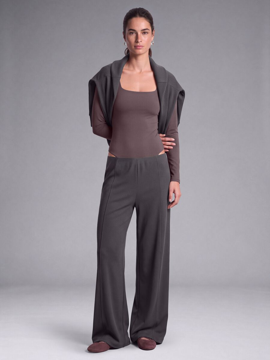 Pantaloni grigi wide leg in modal elasticizzato ALTAVIA STUDIO_0