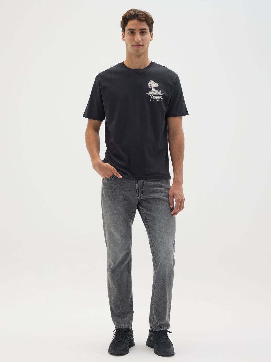 Black pure cotton T-shirt relaxed fit with Snoopy_1