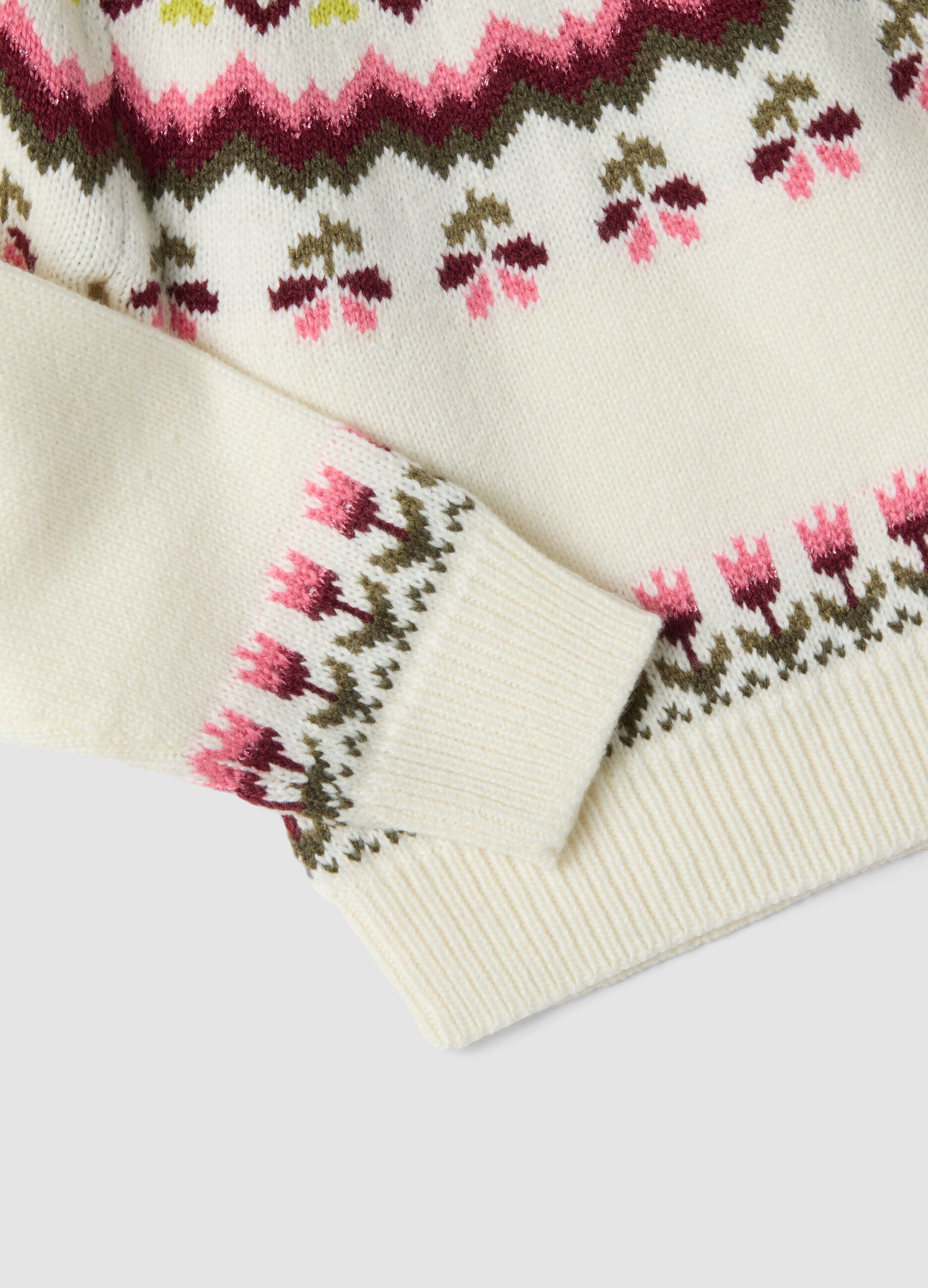 Maglione bianco girocollo jacquard regular fit