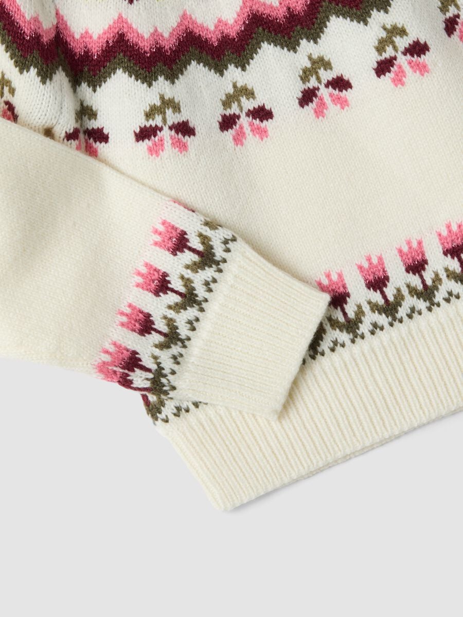 Maglione bianco girocollo jacquard regular fit_2