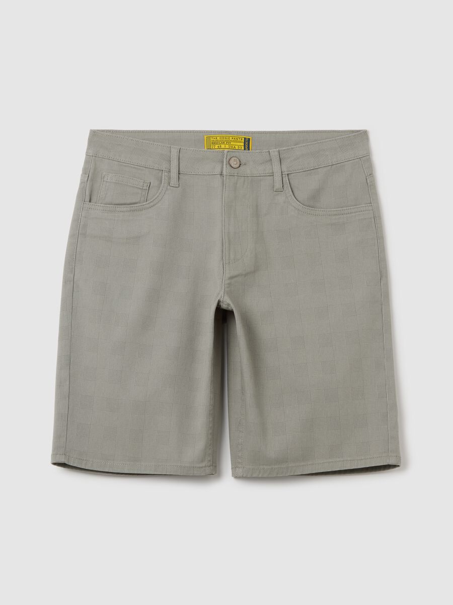 Shorts da uomo in cotone elasticizzato grigio regular fit_0