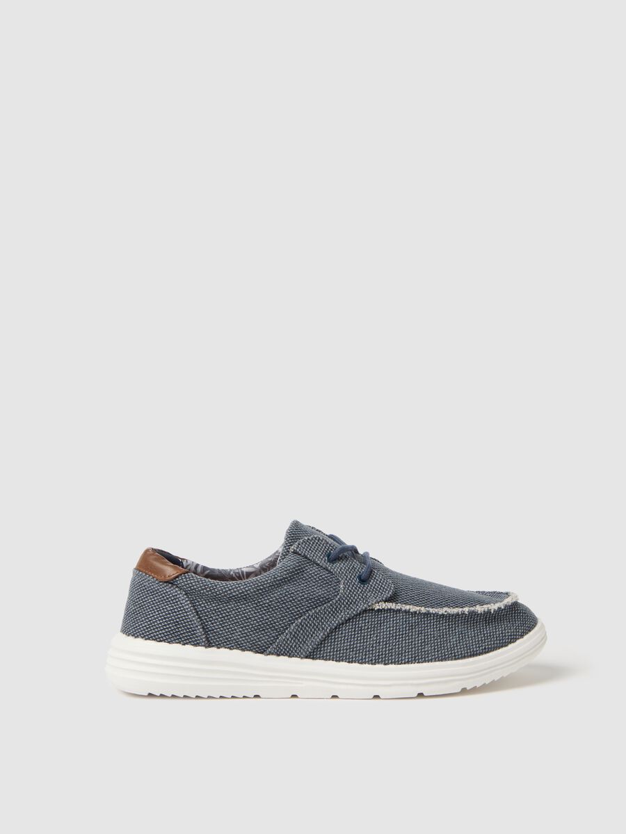 Blue moccasins in cotton canvas_0
