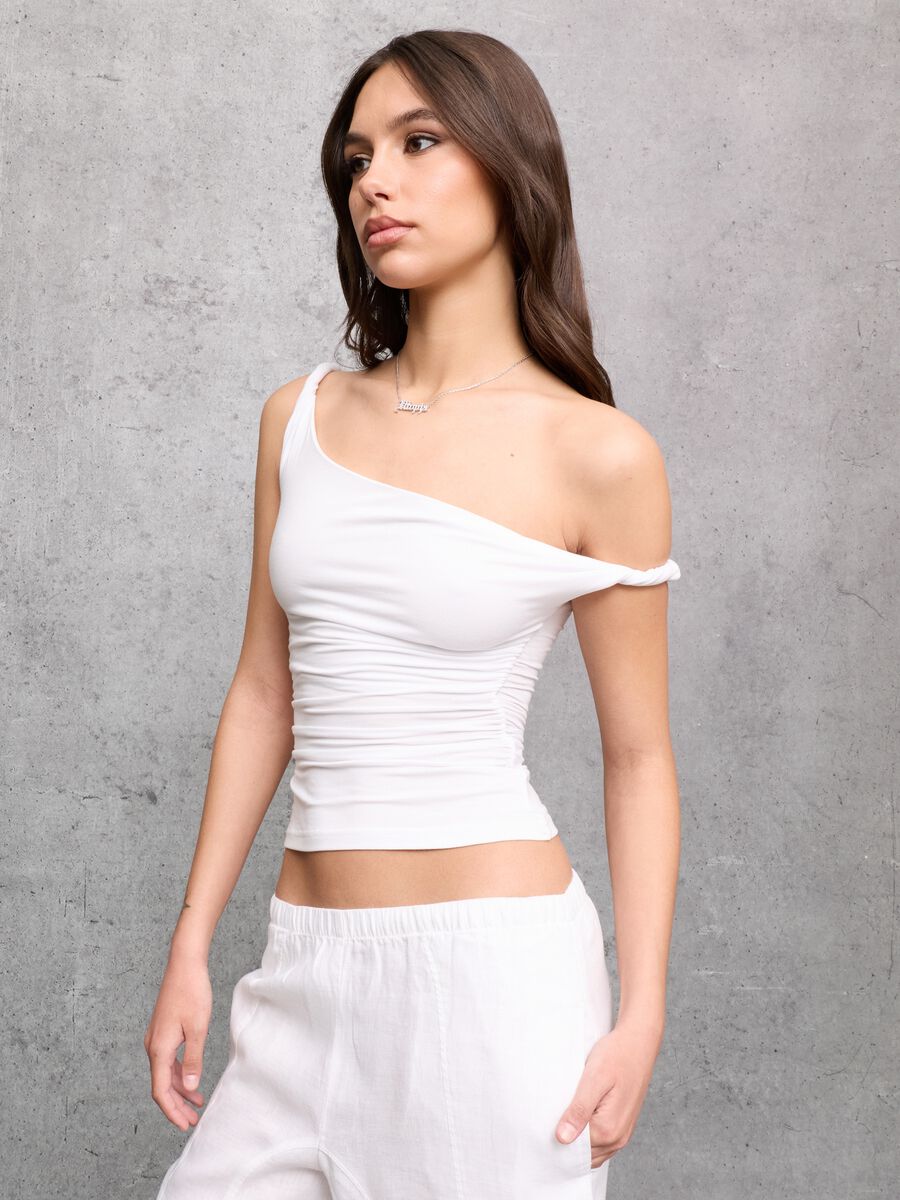 Asymmetrical Tank Top White_3