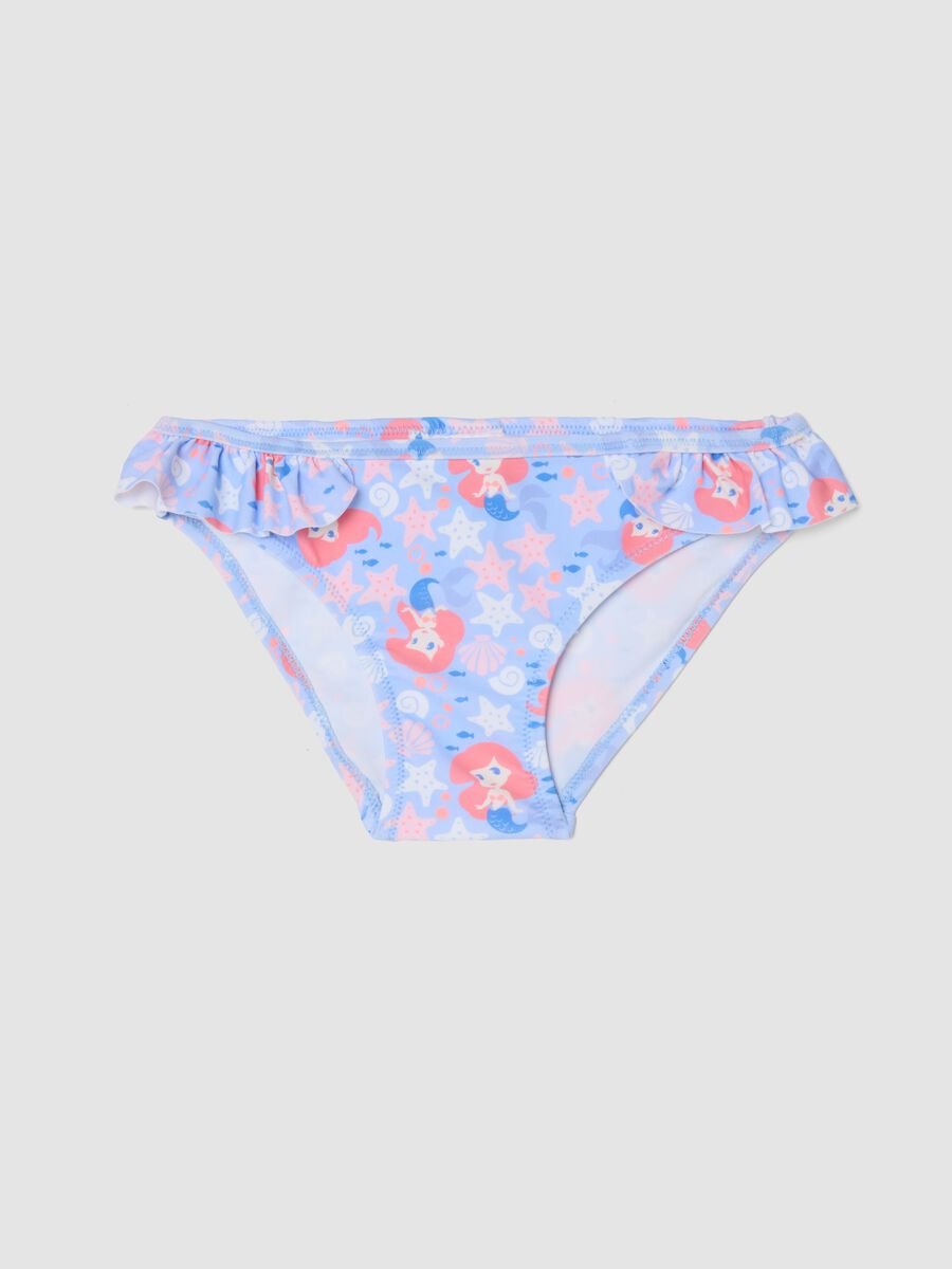Blue ruffle-waist stretch swim briefs for baby girl_0