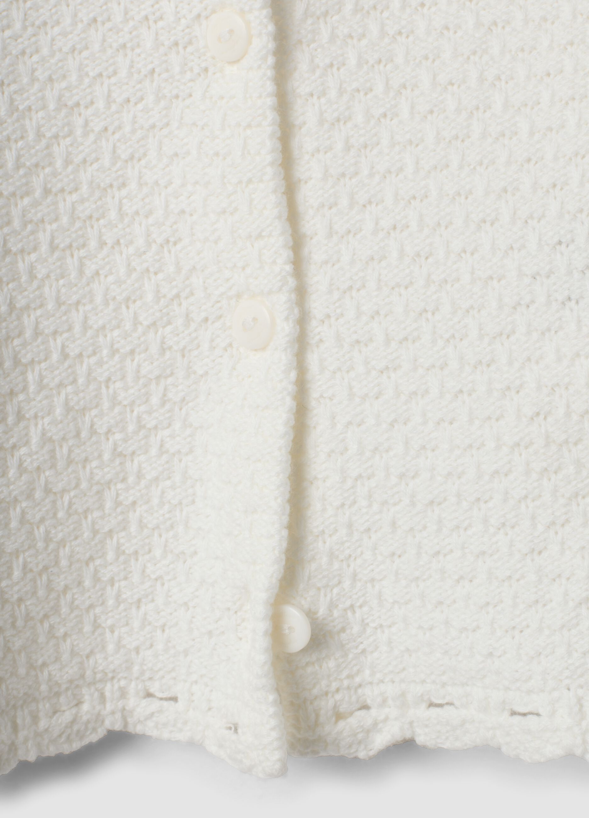 White pure organic cotton knitted cardigan for baby girl