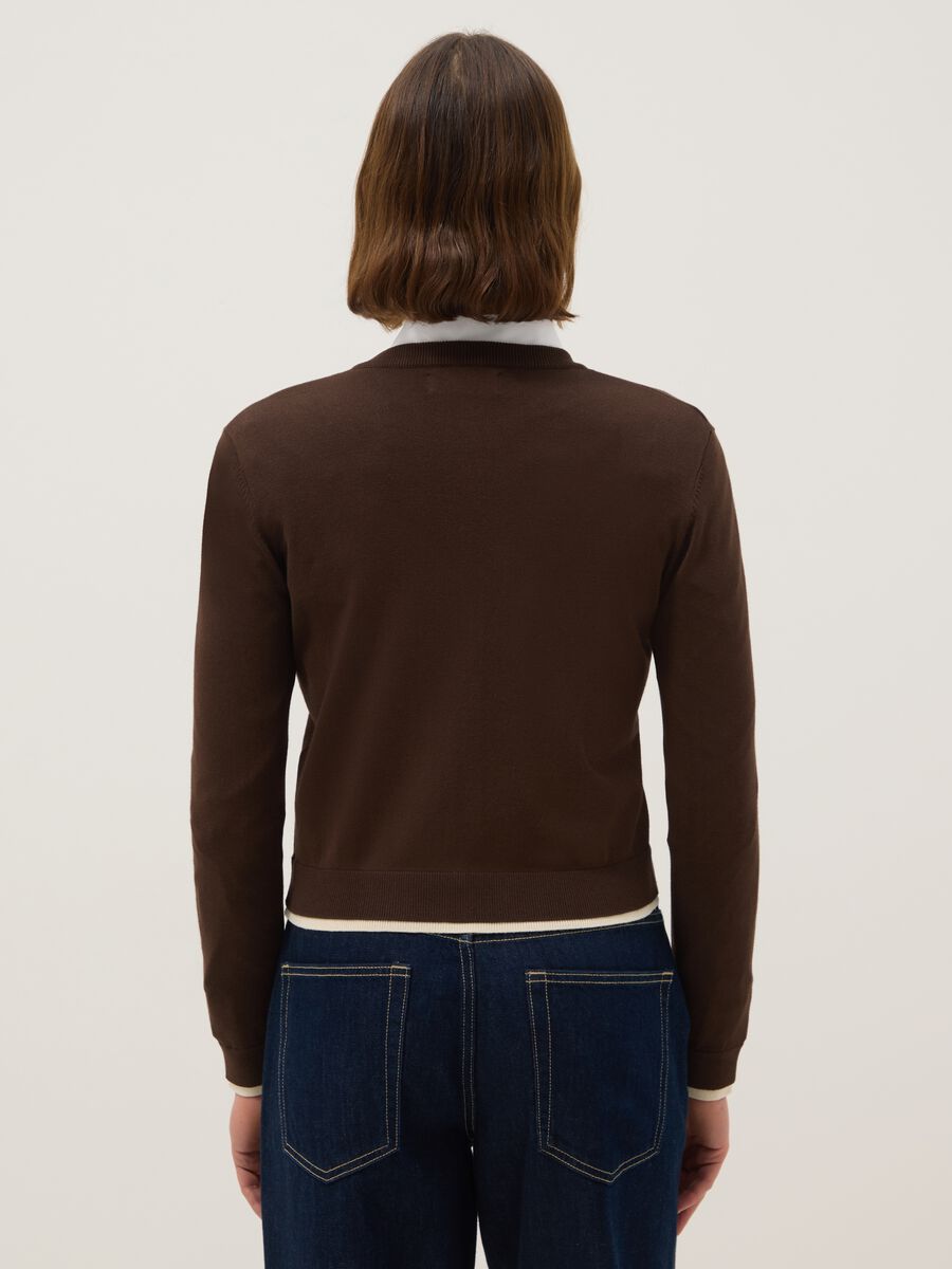 Cardigan in misto viscosa marrone regular fit_2