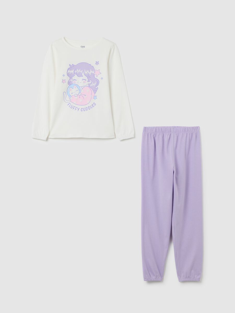 Girls' pyjamas in pure multicoloured cotton_0