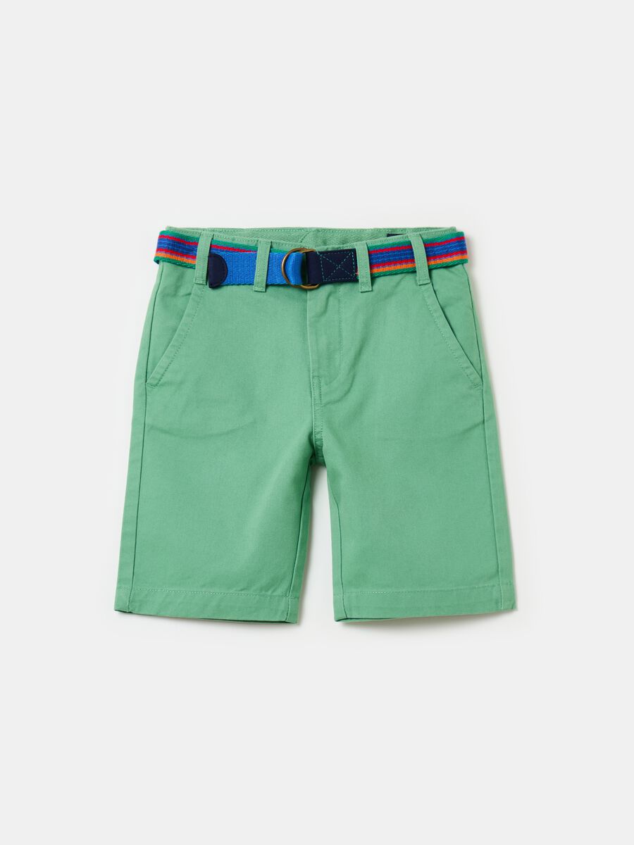Cotton Bermuda shorts with belt_0