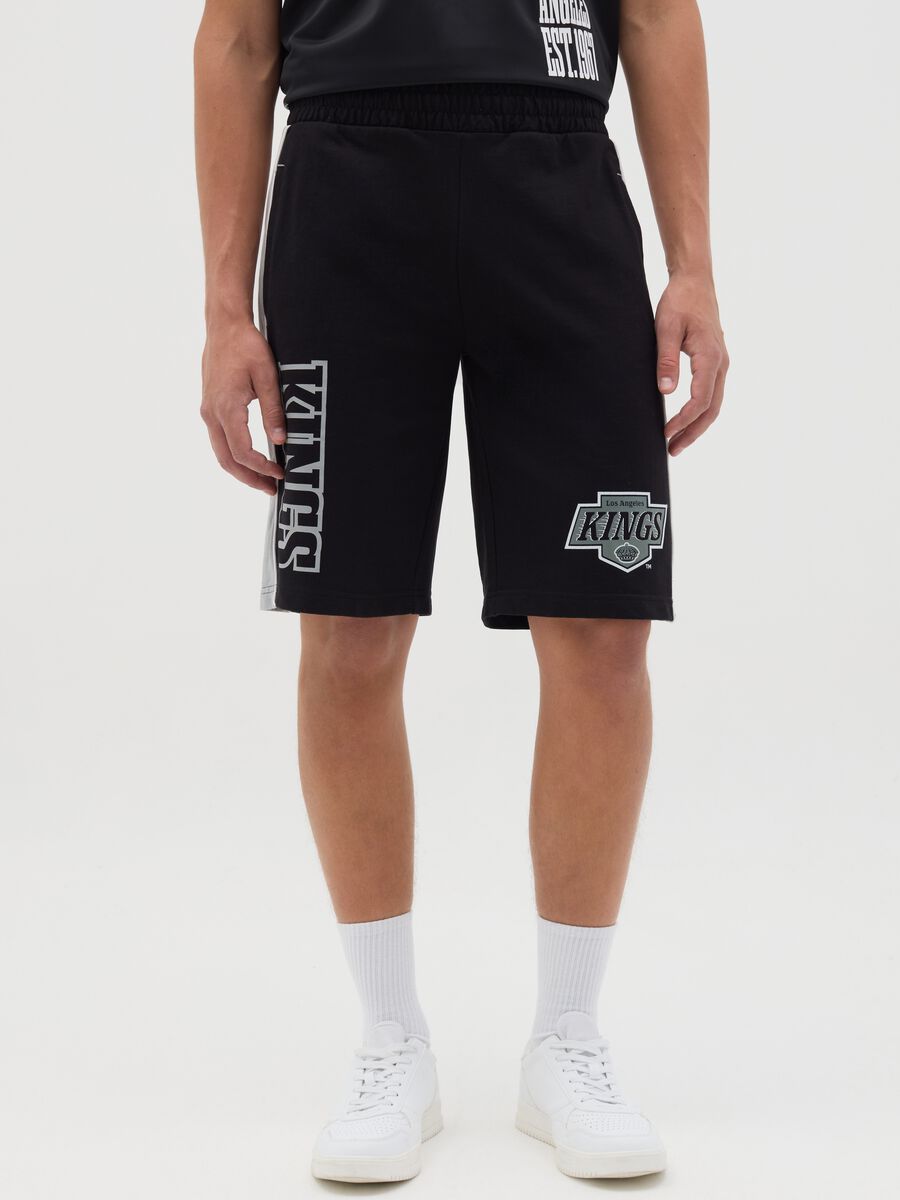 Black Sports Shorts with Kings Print_0