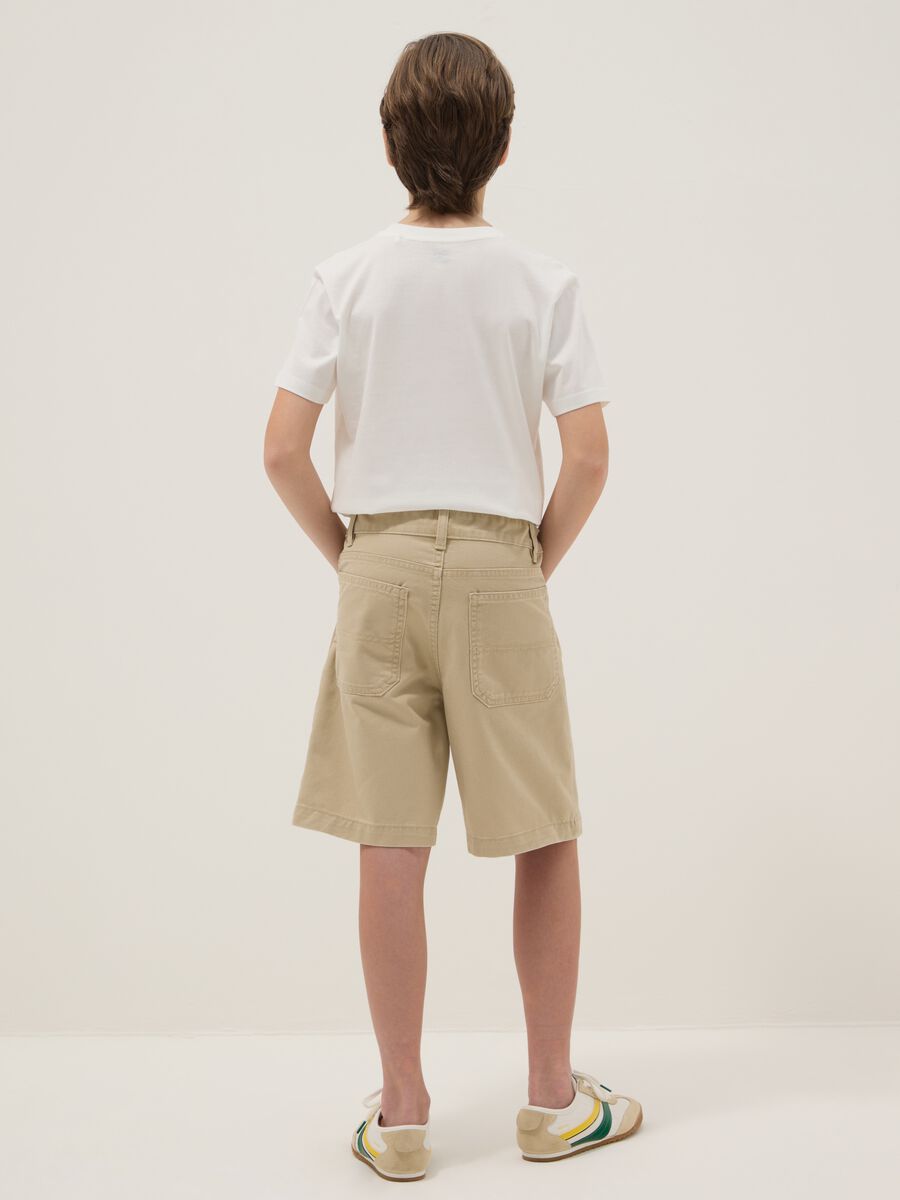 Boys' comfort fit beige pure cotton shorts_1