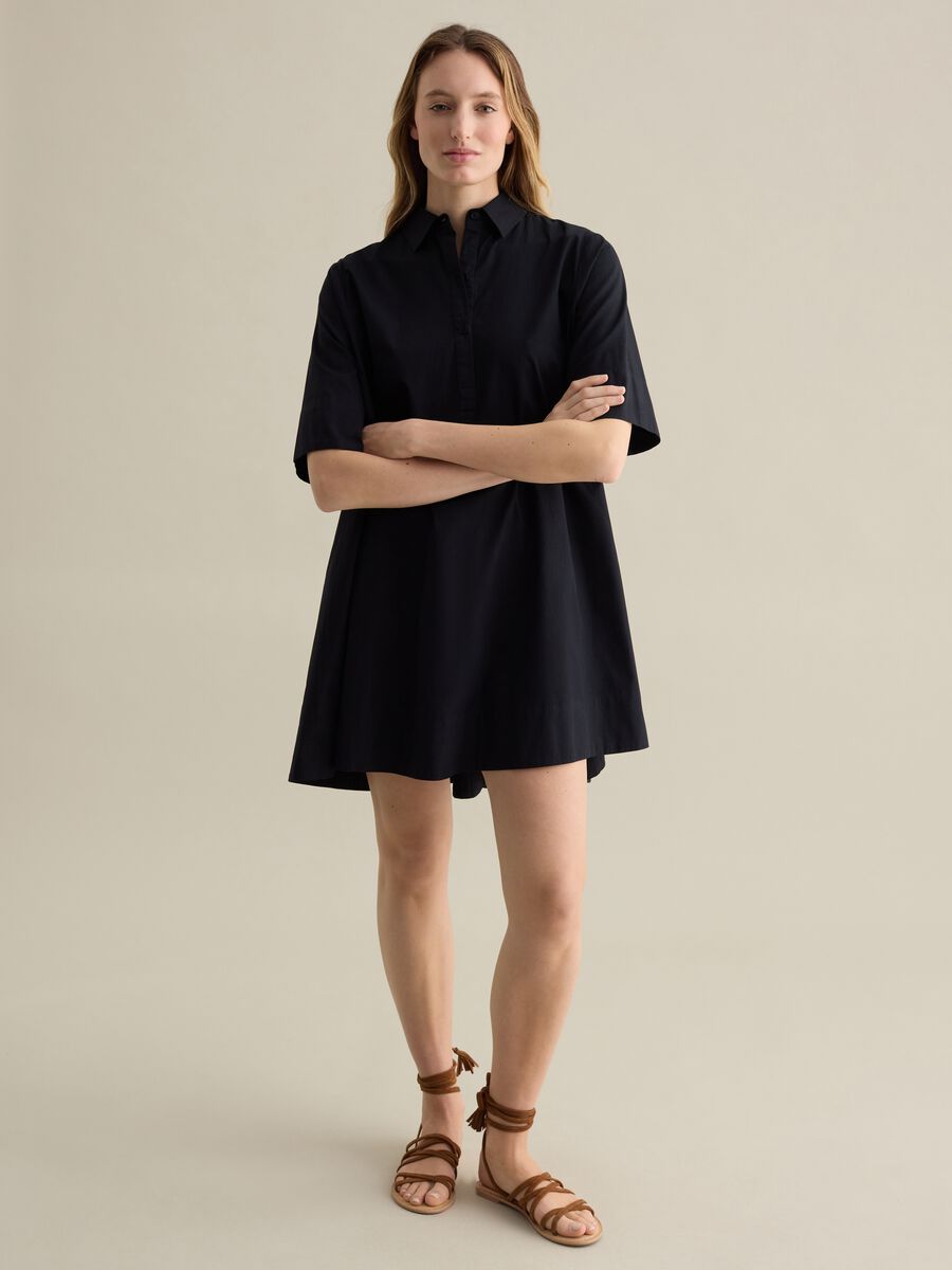 Black shirt dress in poplin_0