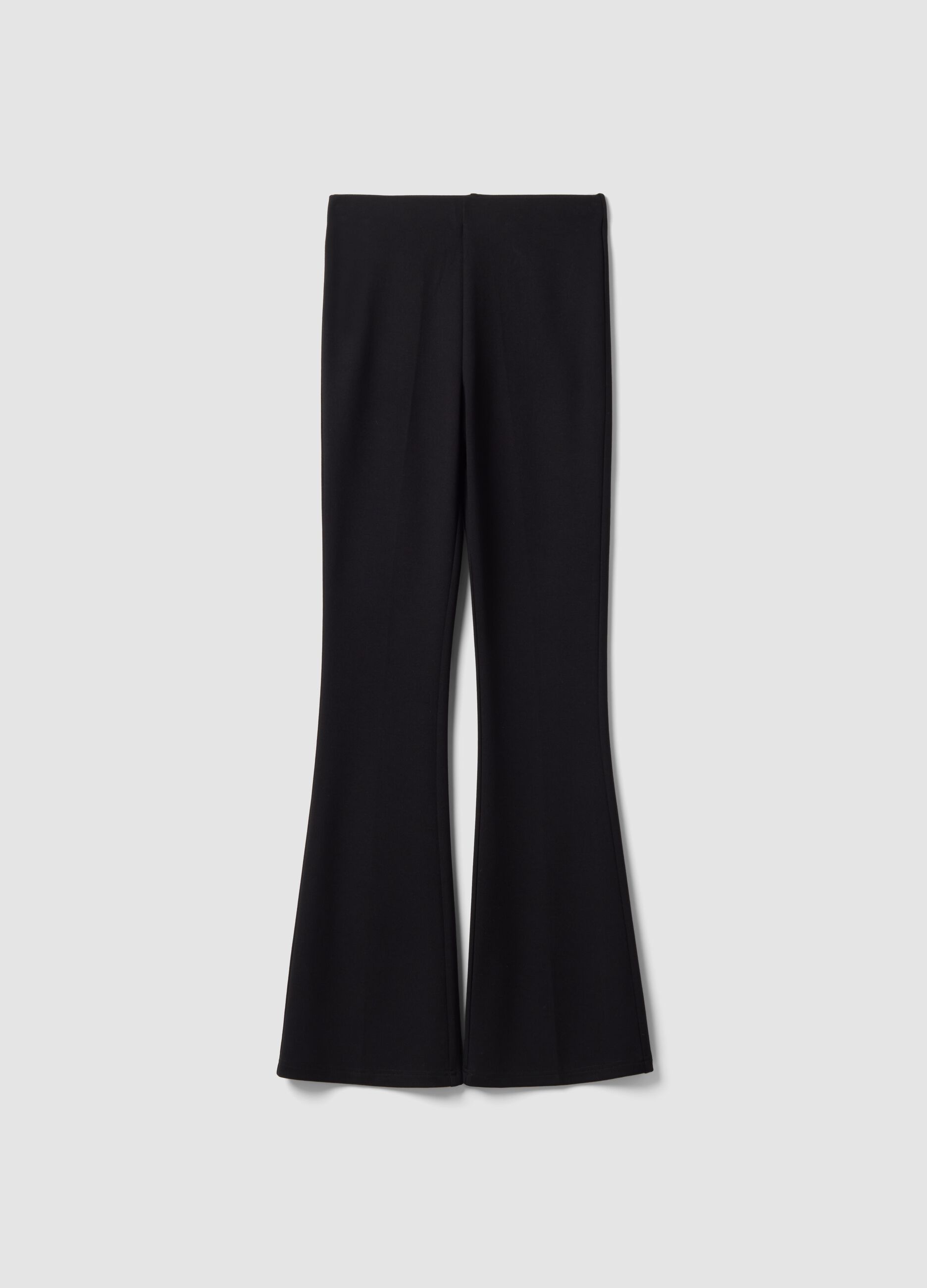 Black flared leggings in stretch viscose Milano stitch