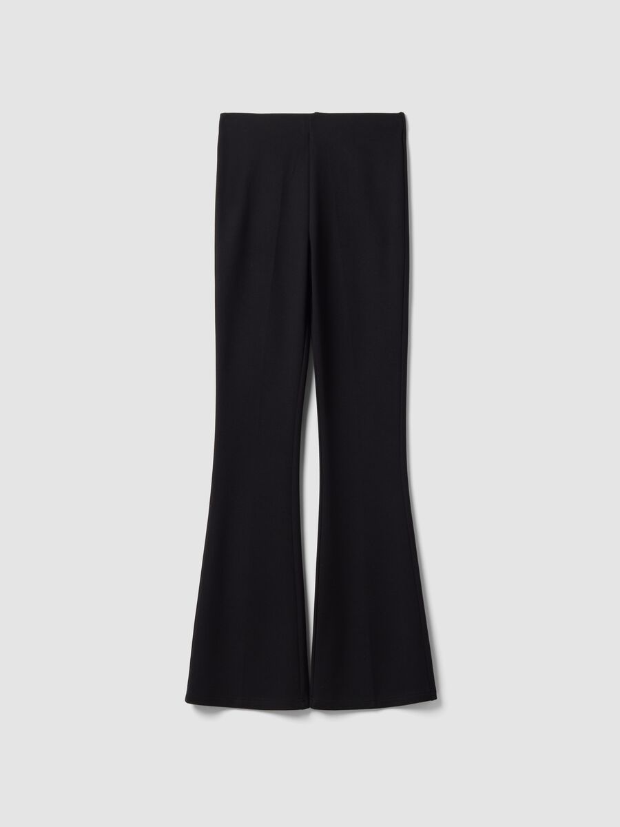Leggings neri flare fit in punto Milano di viscosa elasticizzata_4