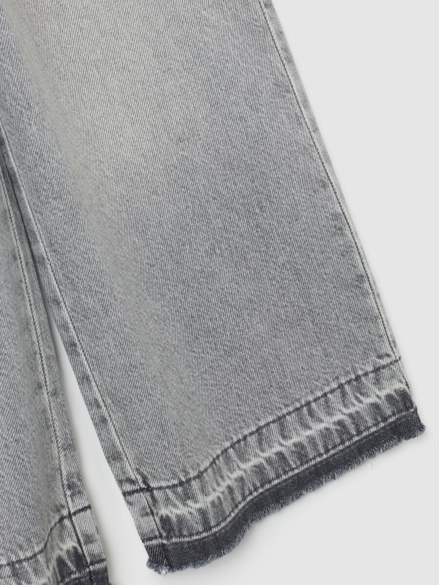 Jeans da bambina in puro cotone grigio wide leg_3