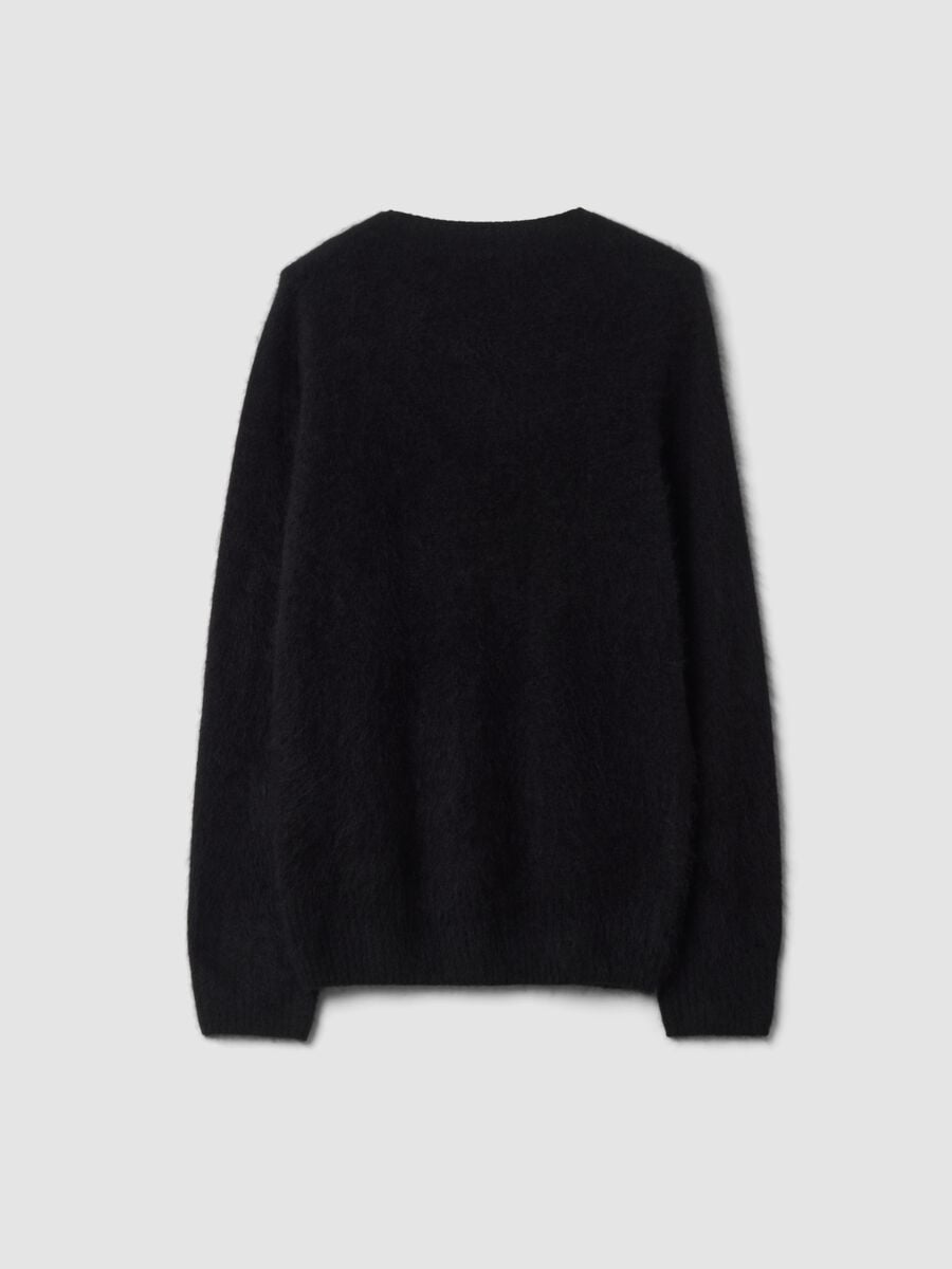 Black crew-neck wool and cashmere blend jumper, oversized fit_6