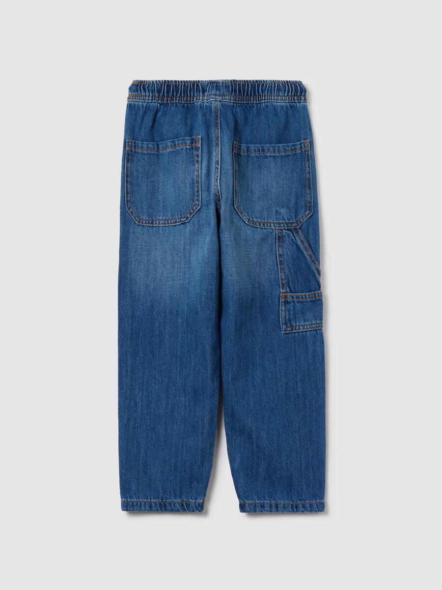 Parachute joggers in denim with drawstring_1