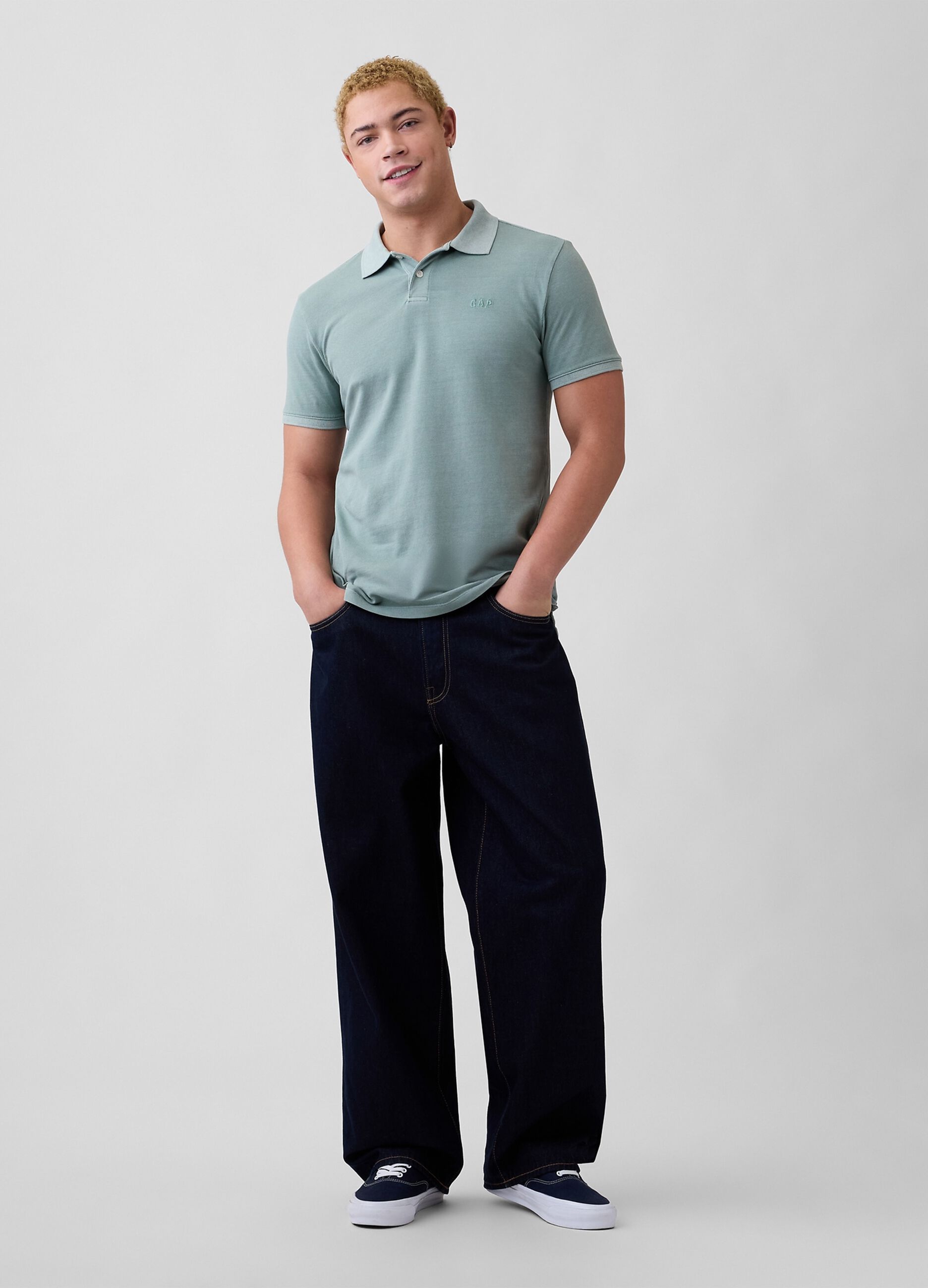 Short-sleeved cotton polo shirt