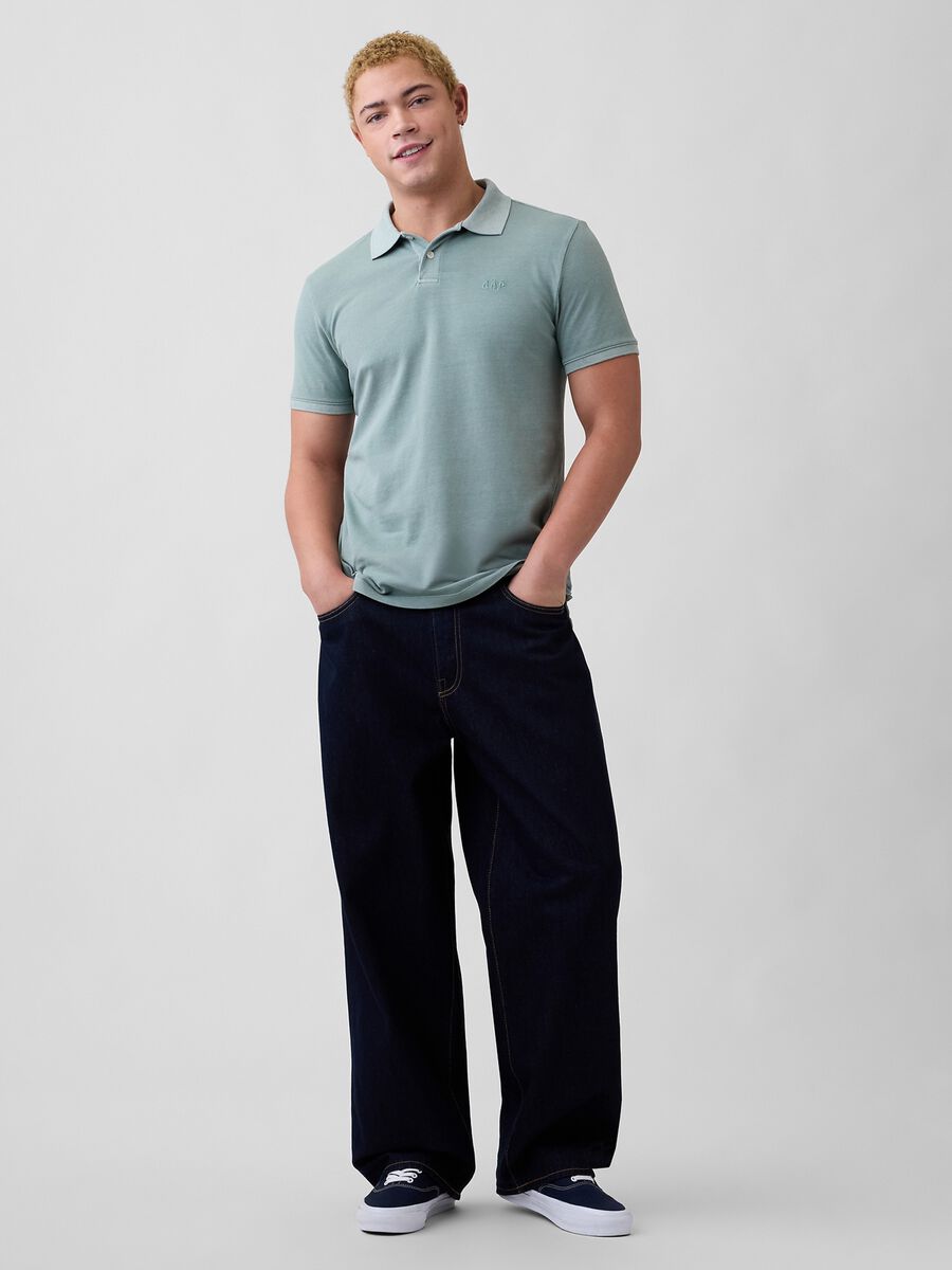 Polo a maniche corte in cotone con logo GAP_2