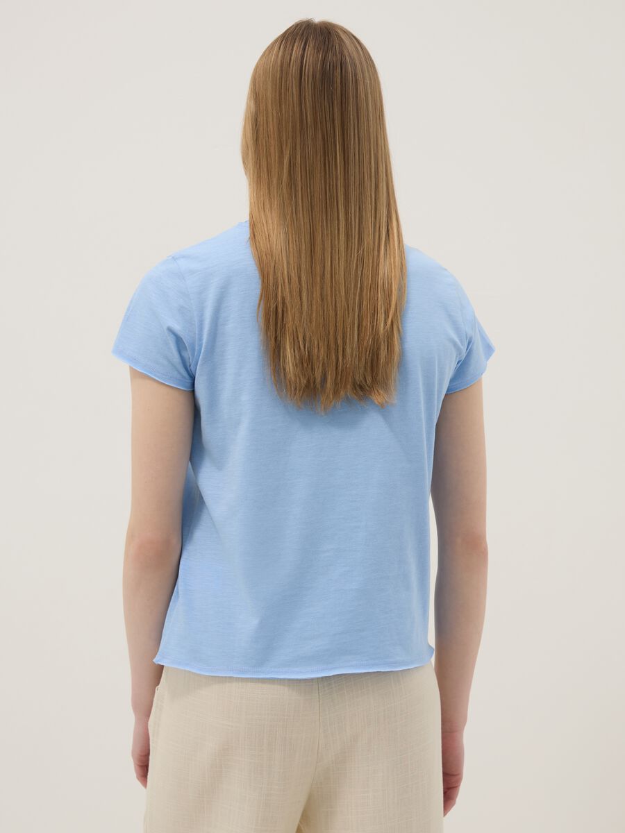 Sky blue pure cotton short-sleeve T-shirt, regular fit_3