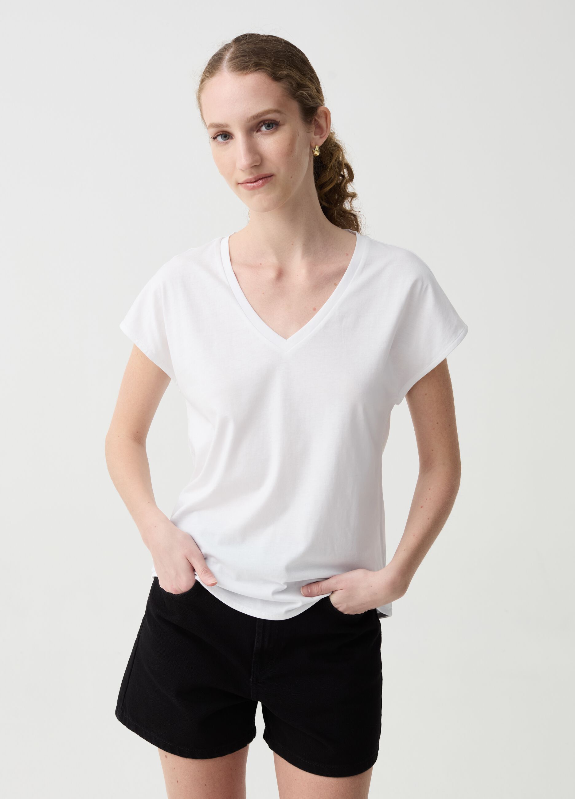 T-shirt in cotone bio con maniche a kimono