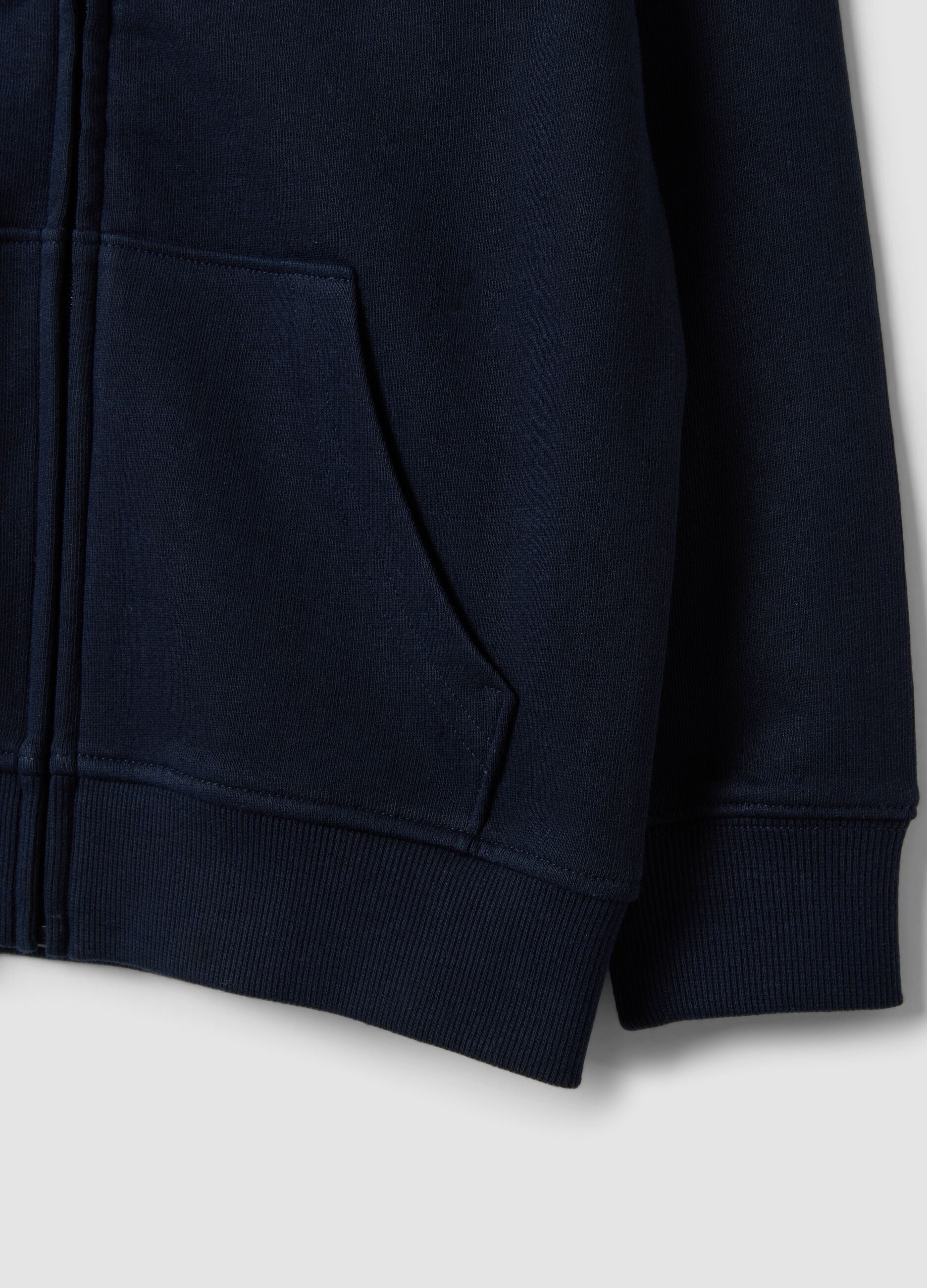 Blue hooded sweatshirt in pure organic cotton for boys, regular fit