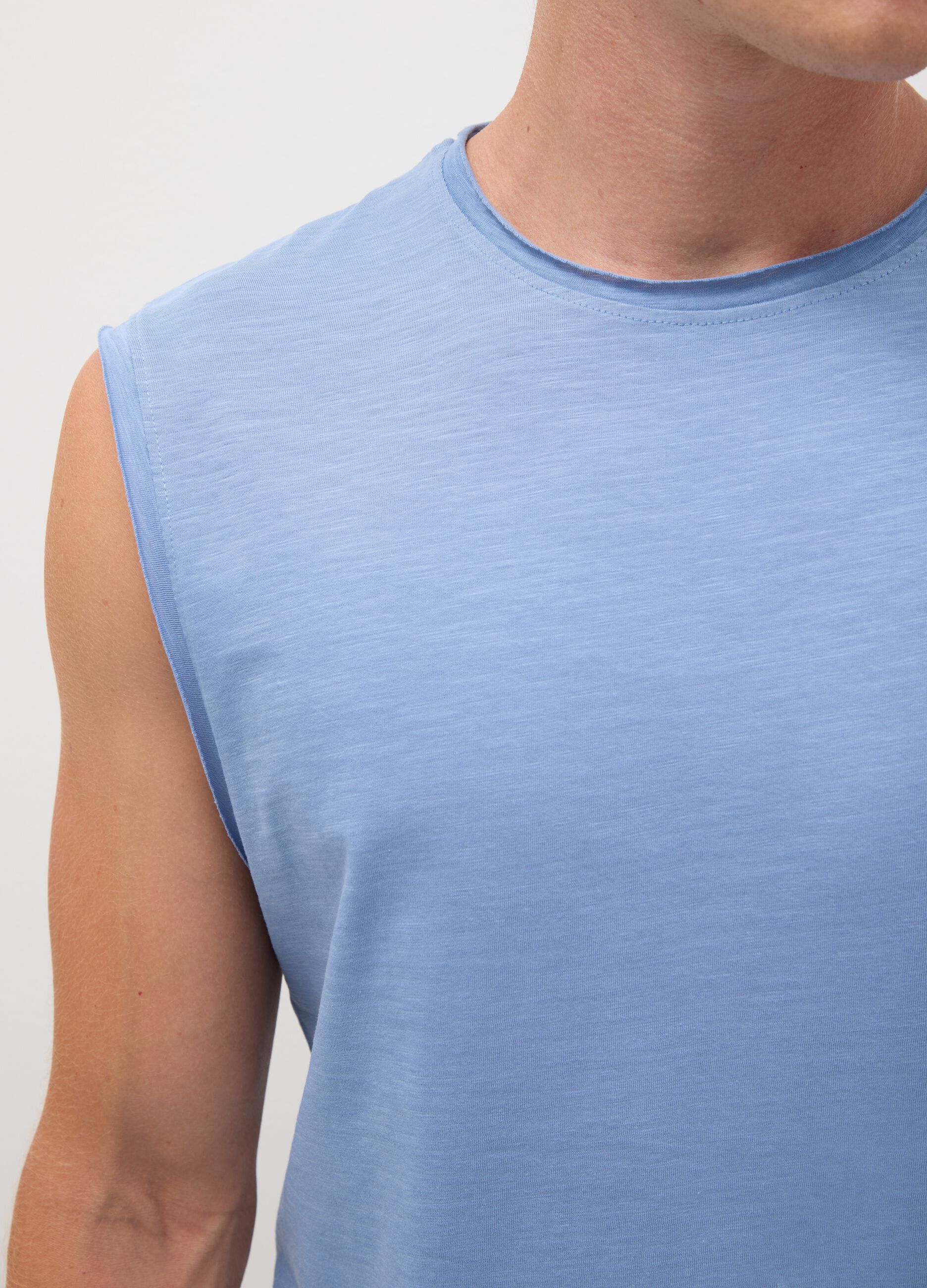 Men’s pure cotton light blue tank top regular fit