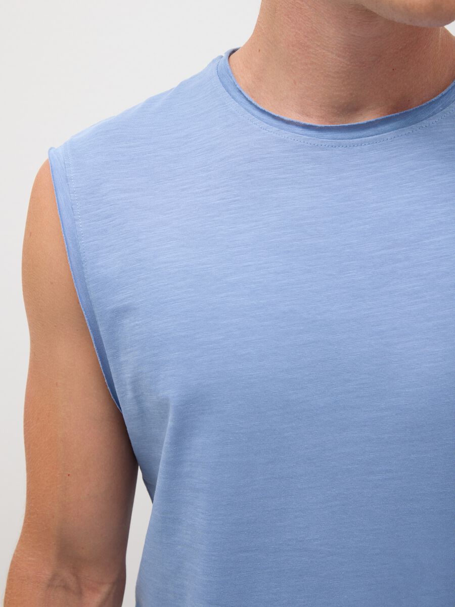 Men’s pure cotton light blue tank top regular fit_2