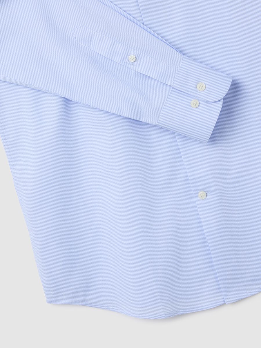 Men's pure cotton blue slim fit easy iron shirt_1