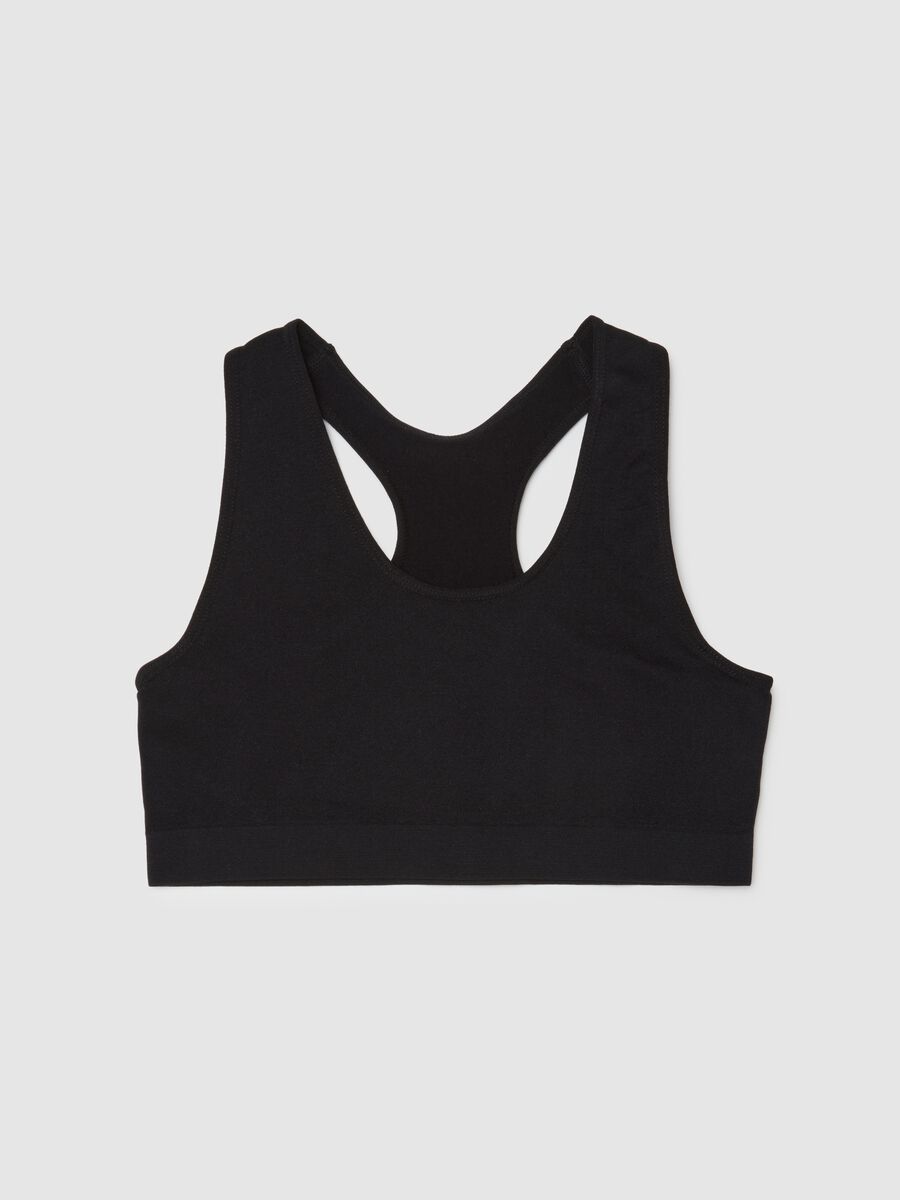 Girls' black stretch blend sports top_0