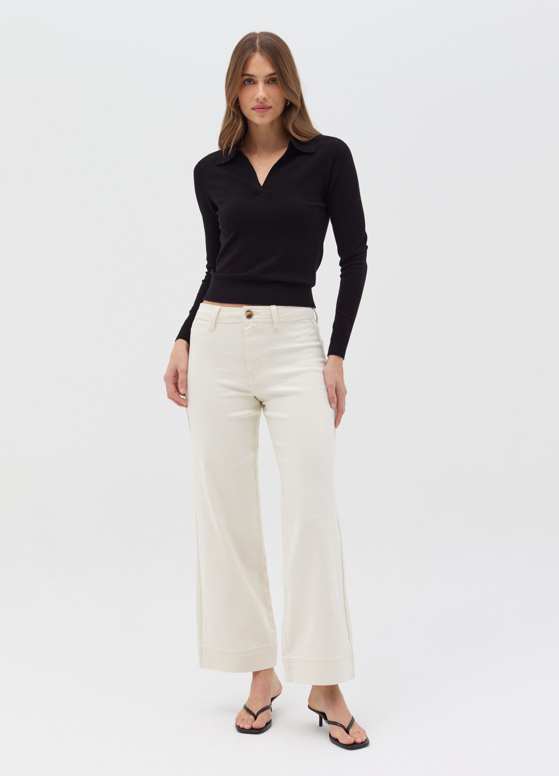 Culotte jeans with high rise