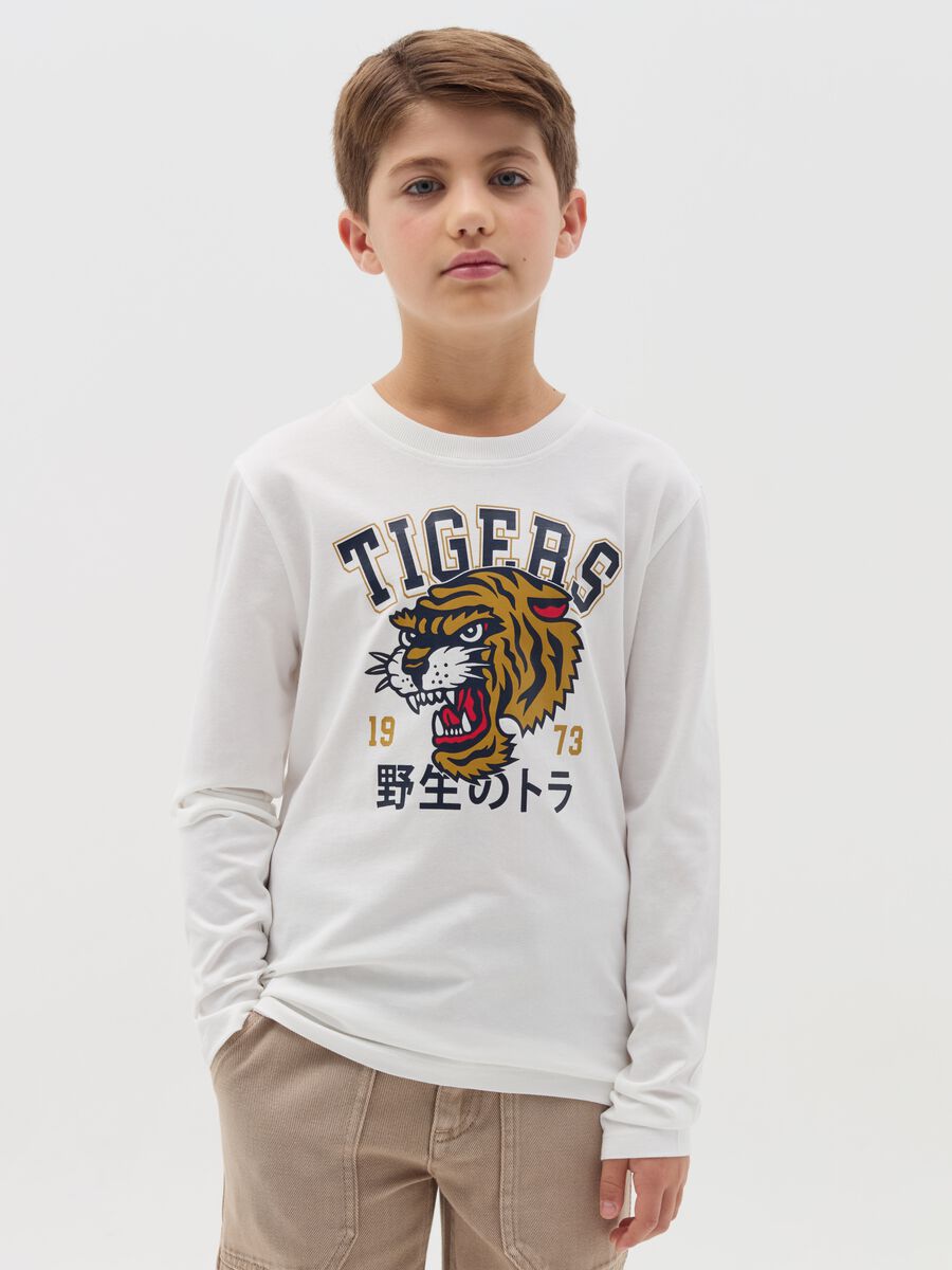 T-shirt a maniche lunghe stampa "Tigers 1973"_0