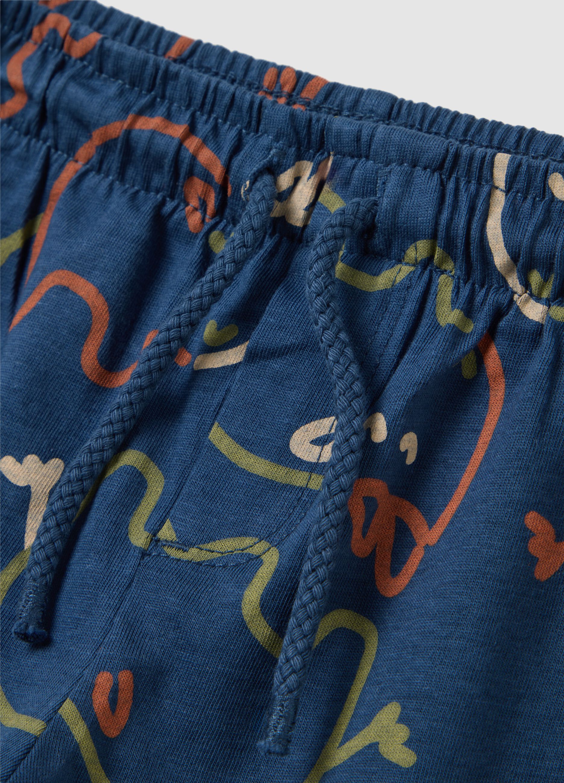 Children's blue pure cotton shorts regular fit with print