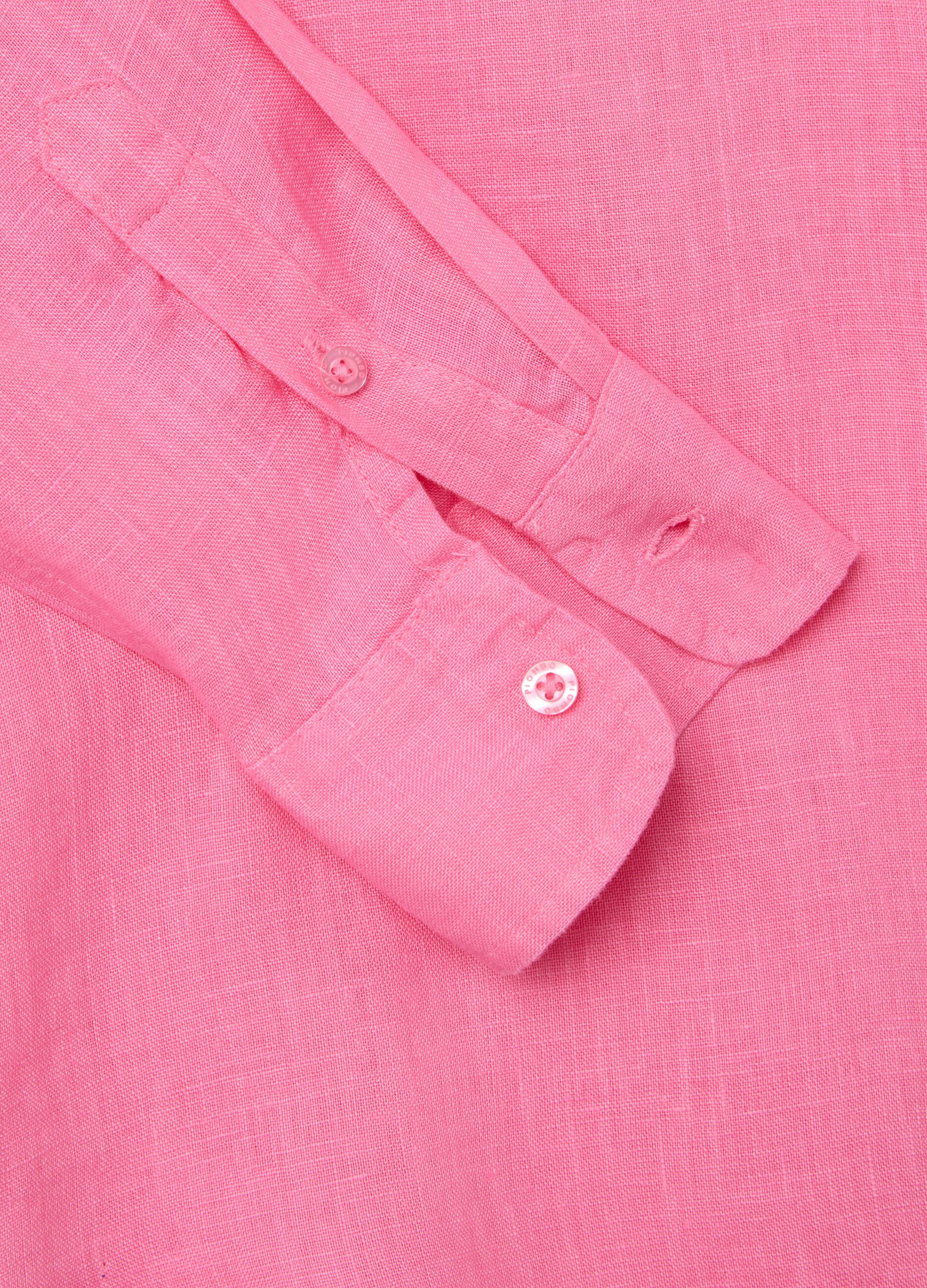 Regular-fit shirt in pink linen