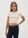 Girls' beige stretch cotton T-shirt_0