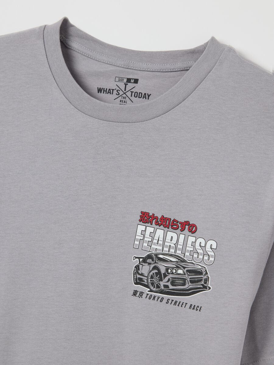 Cotton T-shirt with "Fearless" racing car print_5